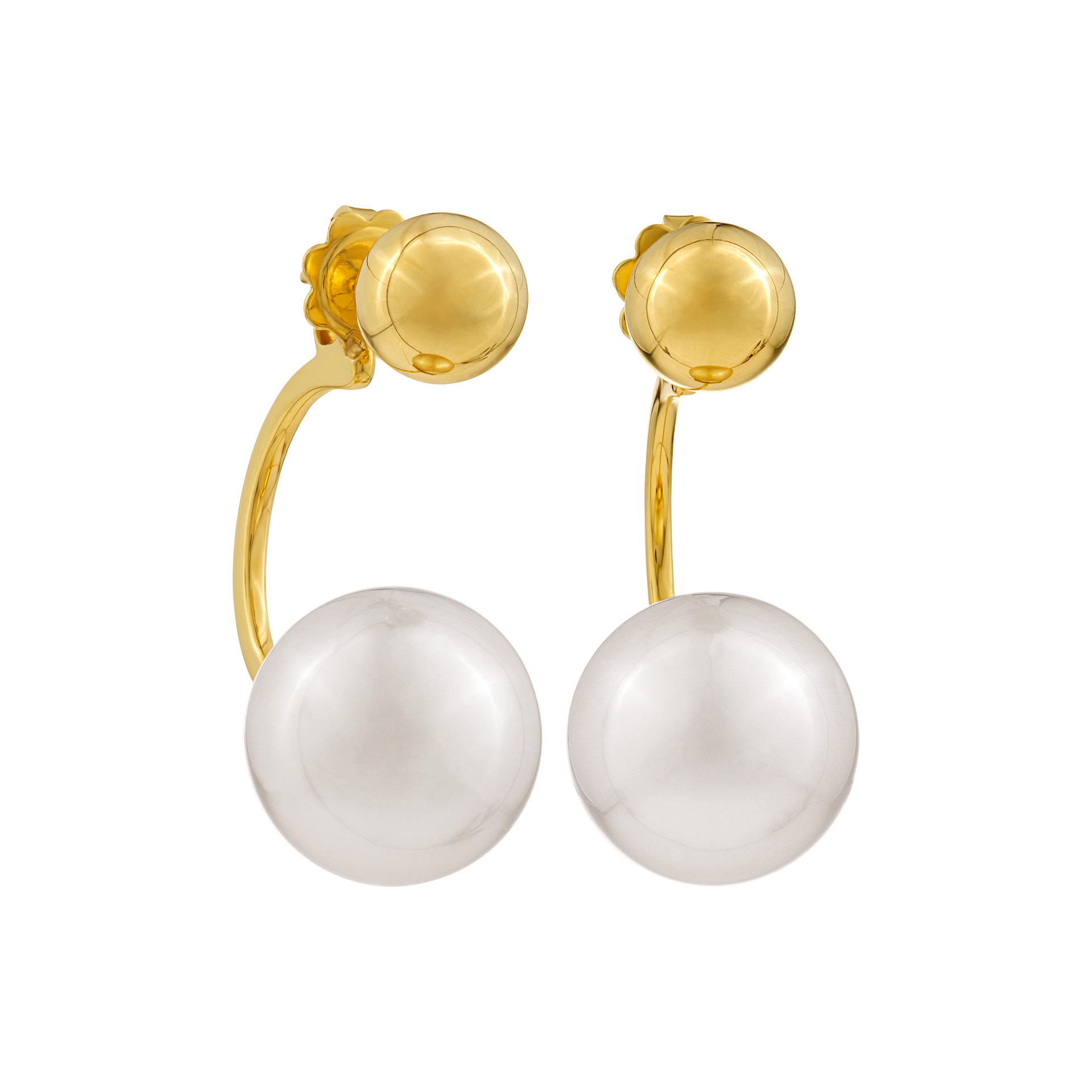Golden pearl and 18K gold stud earrings image 1