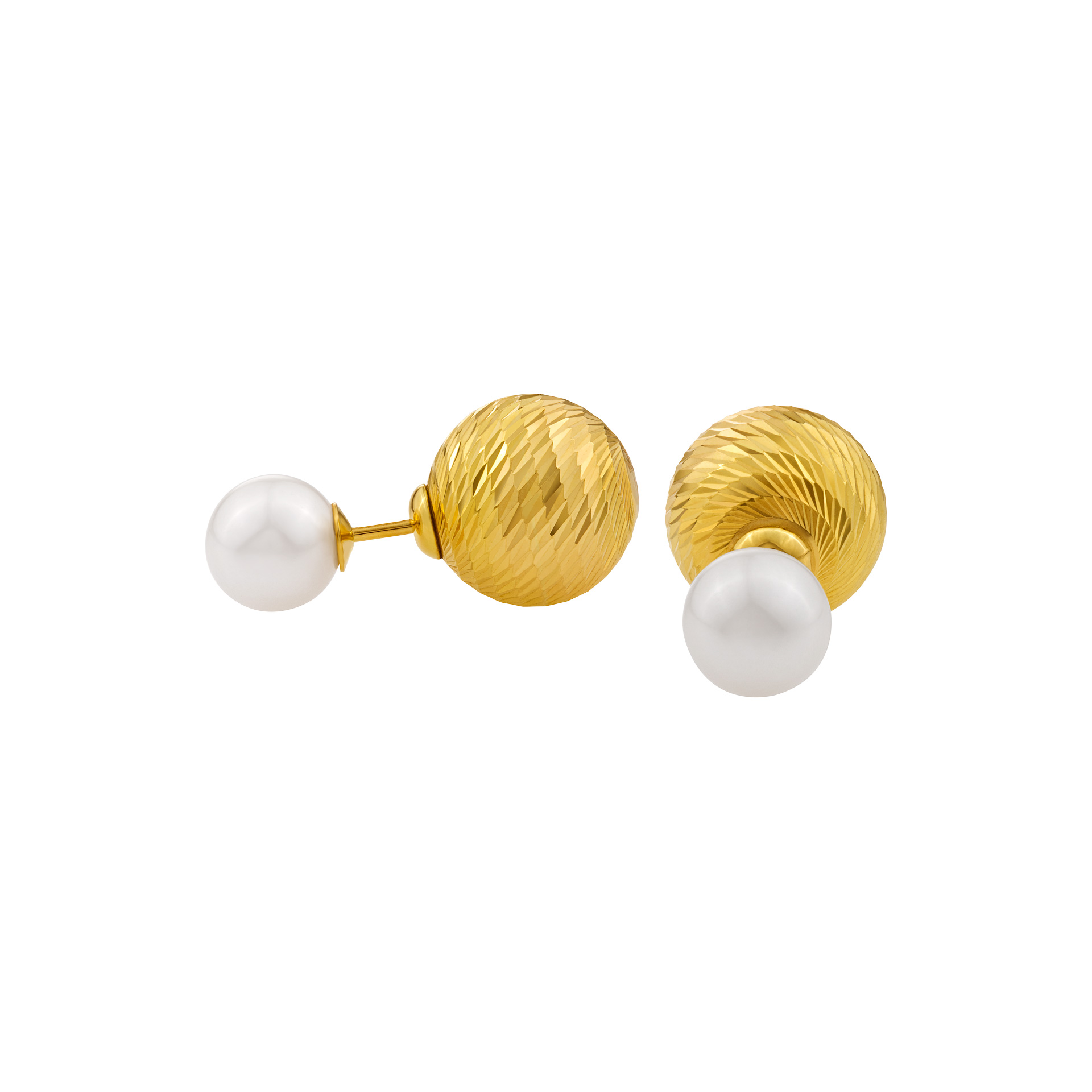Pearl and 18K gold in and out earrings image 1