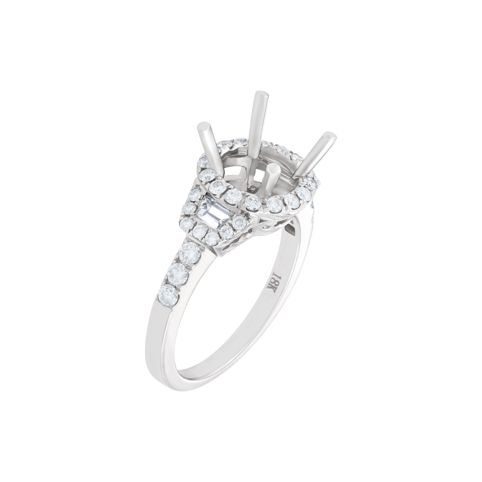 18k White Gold Setting With .88 Cts In Diamonds image 1