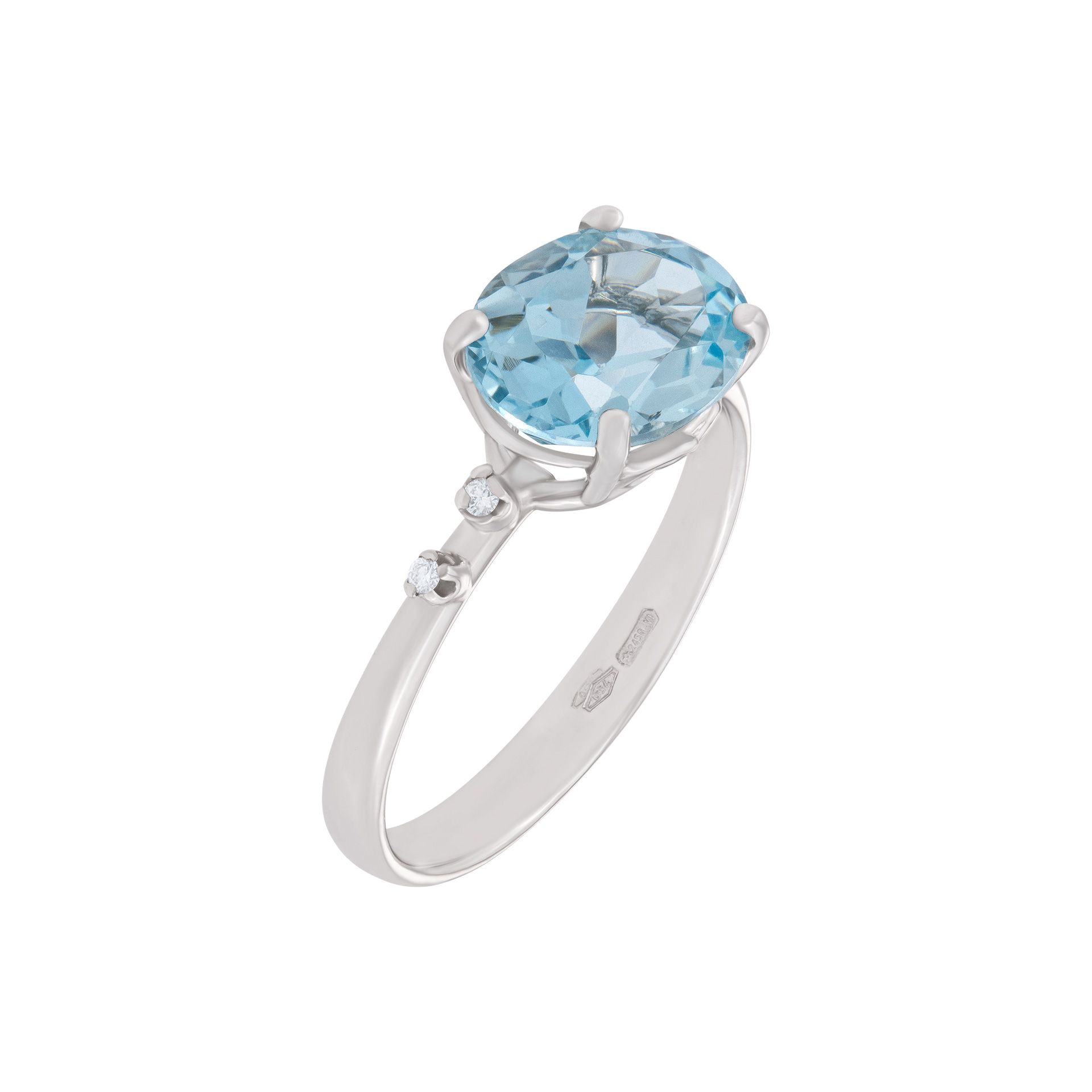 Aquamarine and Diamond ring in 18K white gold image 1