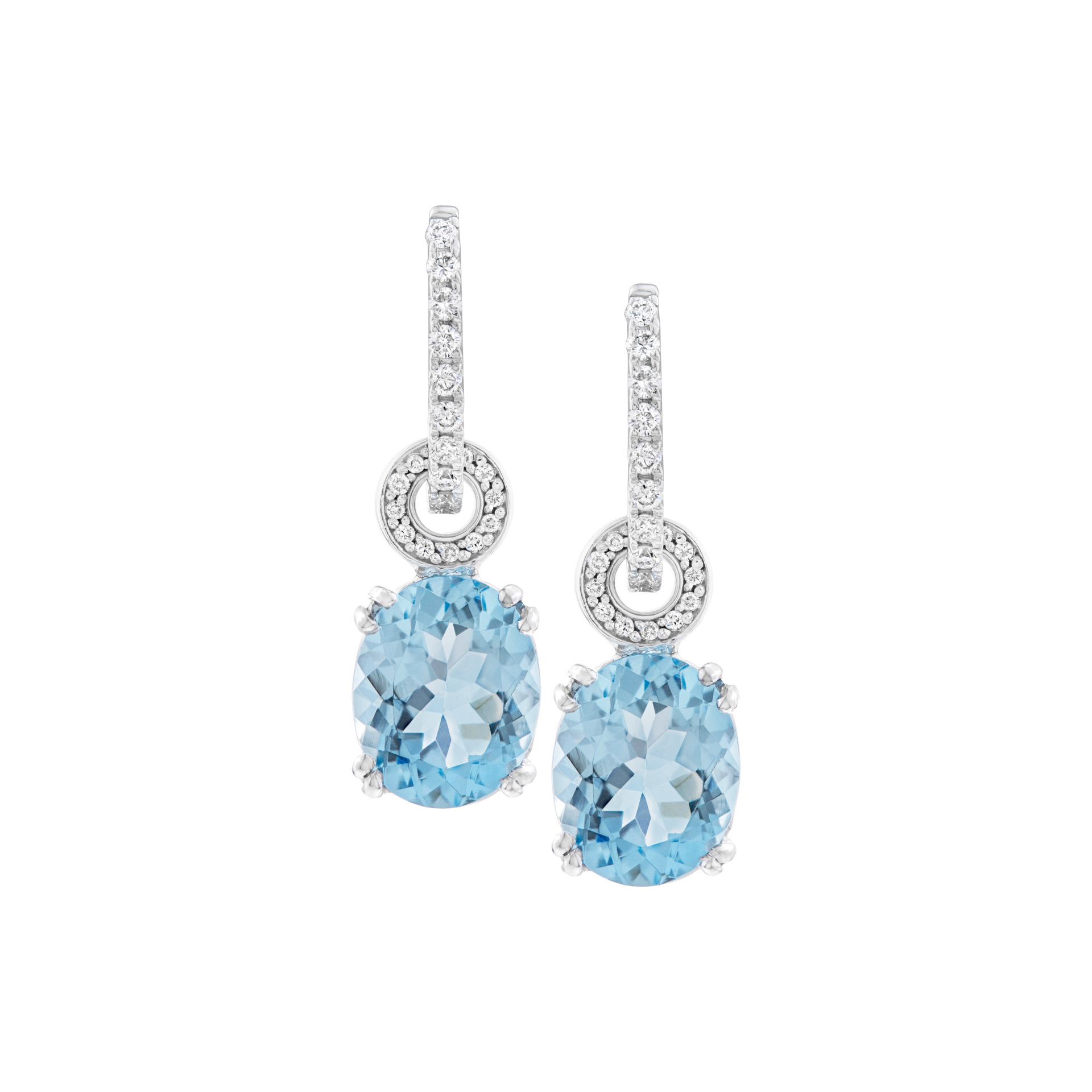 Earrings with Aquamarine and diamonds in 18K white gold image 1