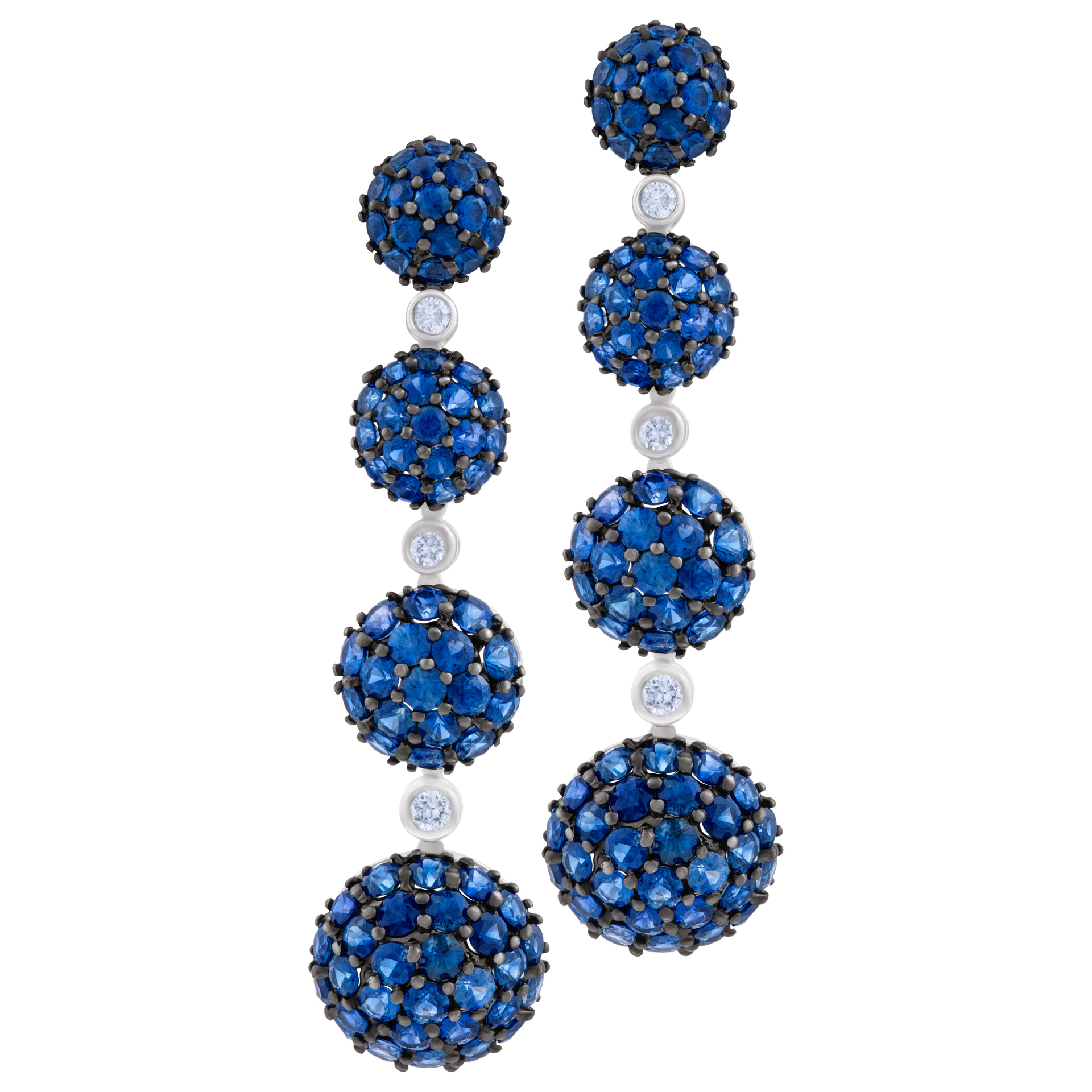 Sapphires/Diamonds earrings set in 18K white gold image 1