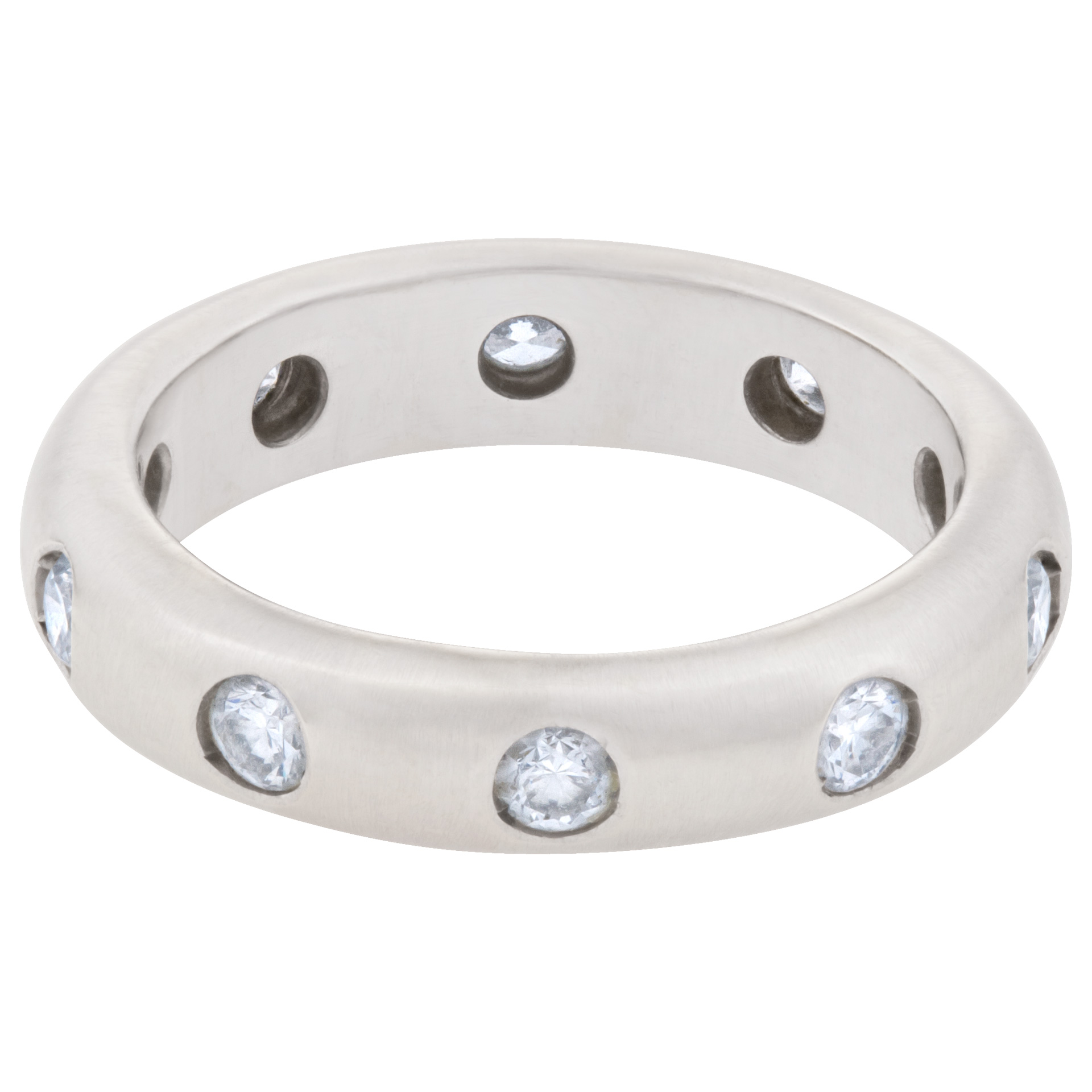 Sparkling 18k matte white gold band with diamonds. 1.00 carats. Size 6 image 1