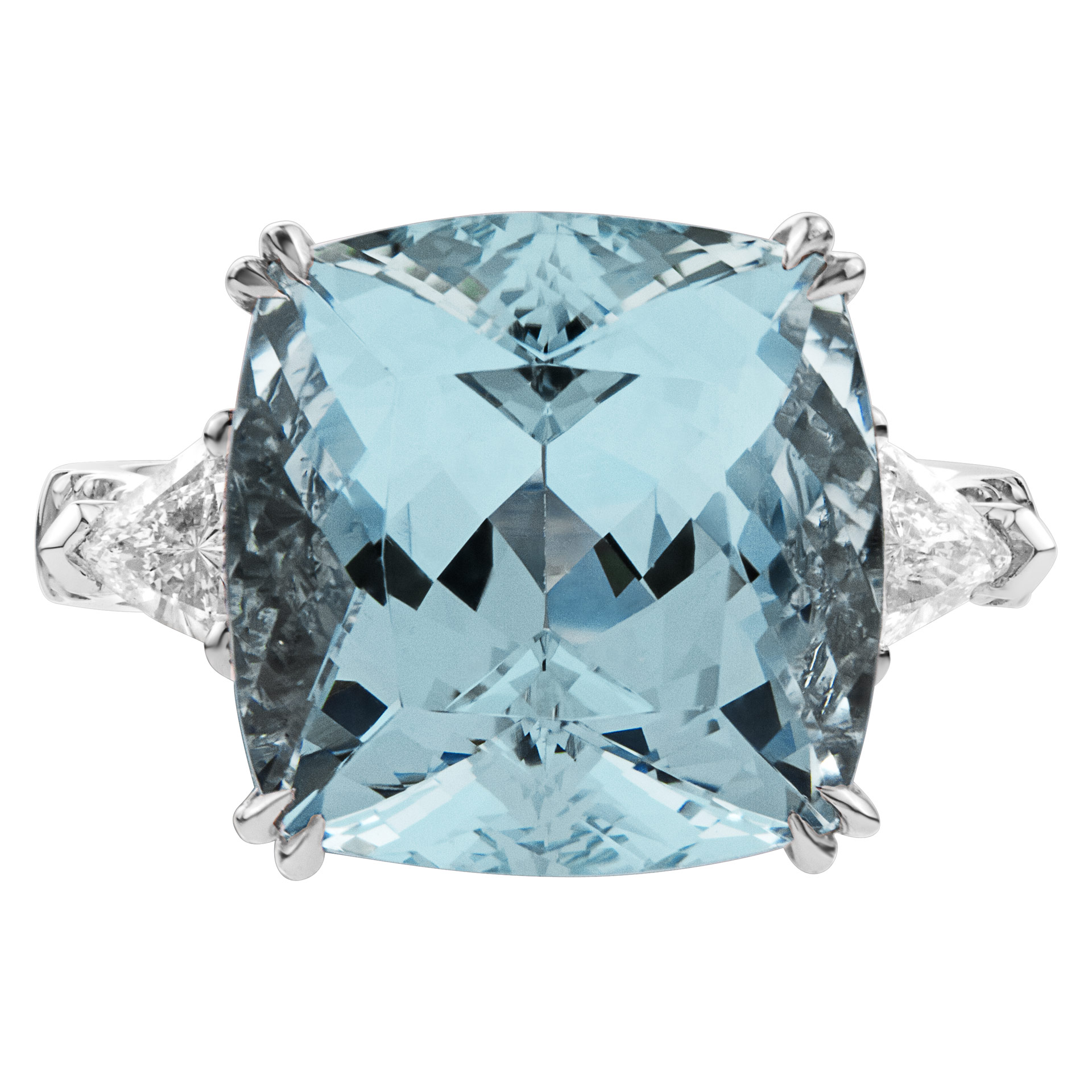 18K white gold ring with aquamarine & diamonds image 1