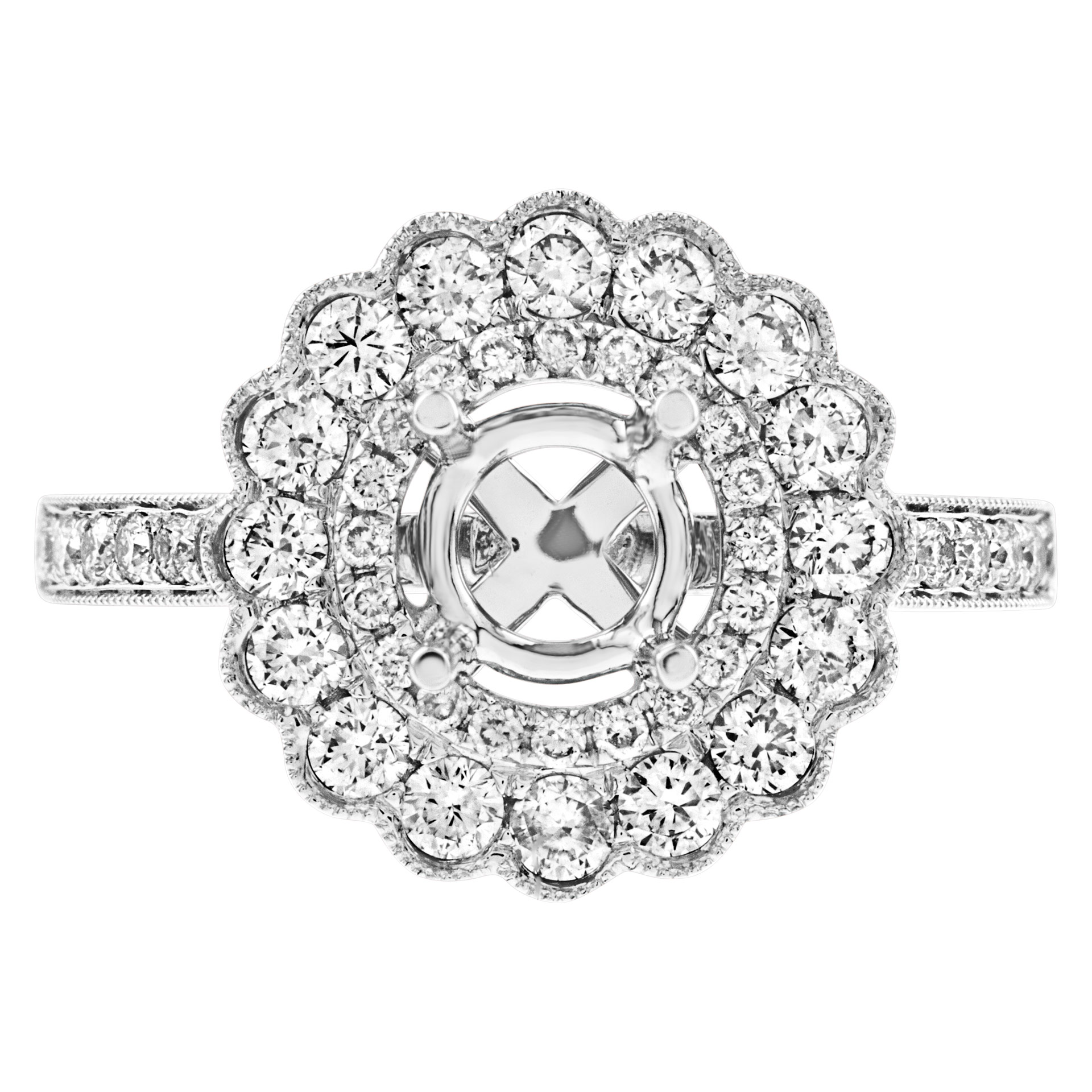 Floral Setting in 18K white gold and diamonds image 1