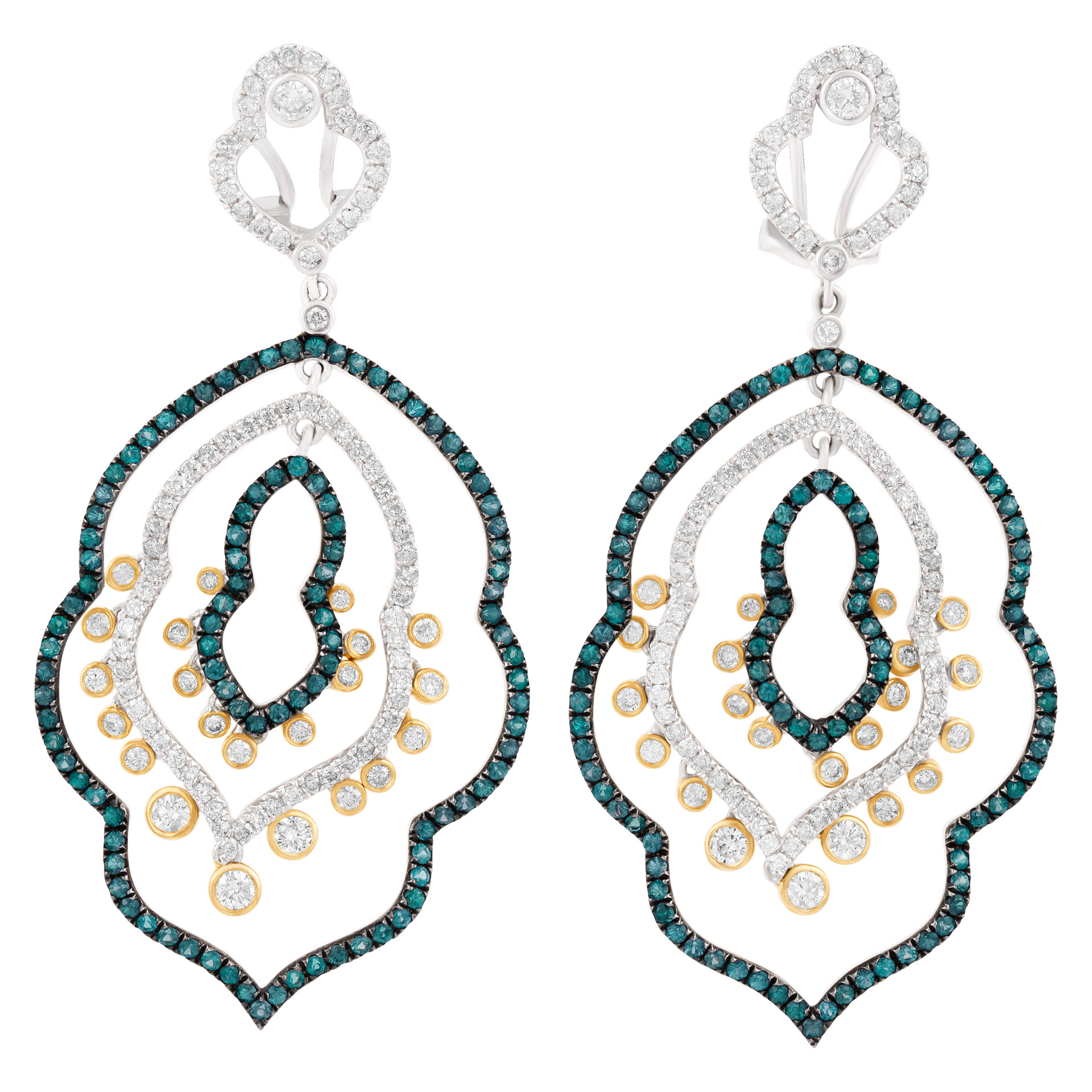Chandelier garnet & diamond earrings in 18k white gold & PVD. 2.73cts in diamonds image 1