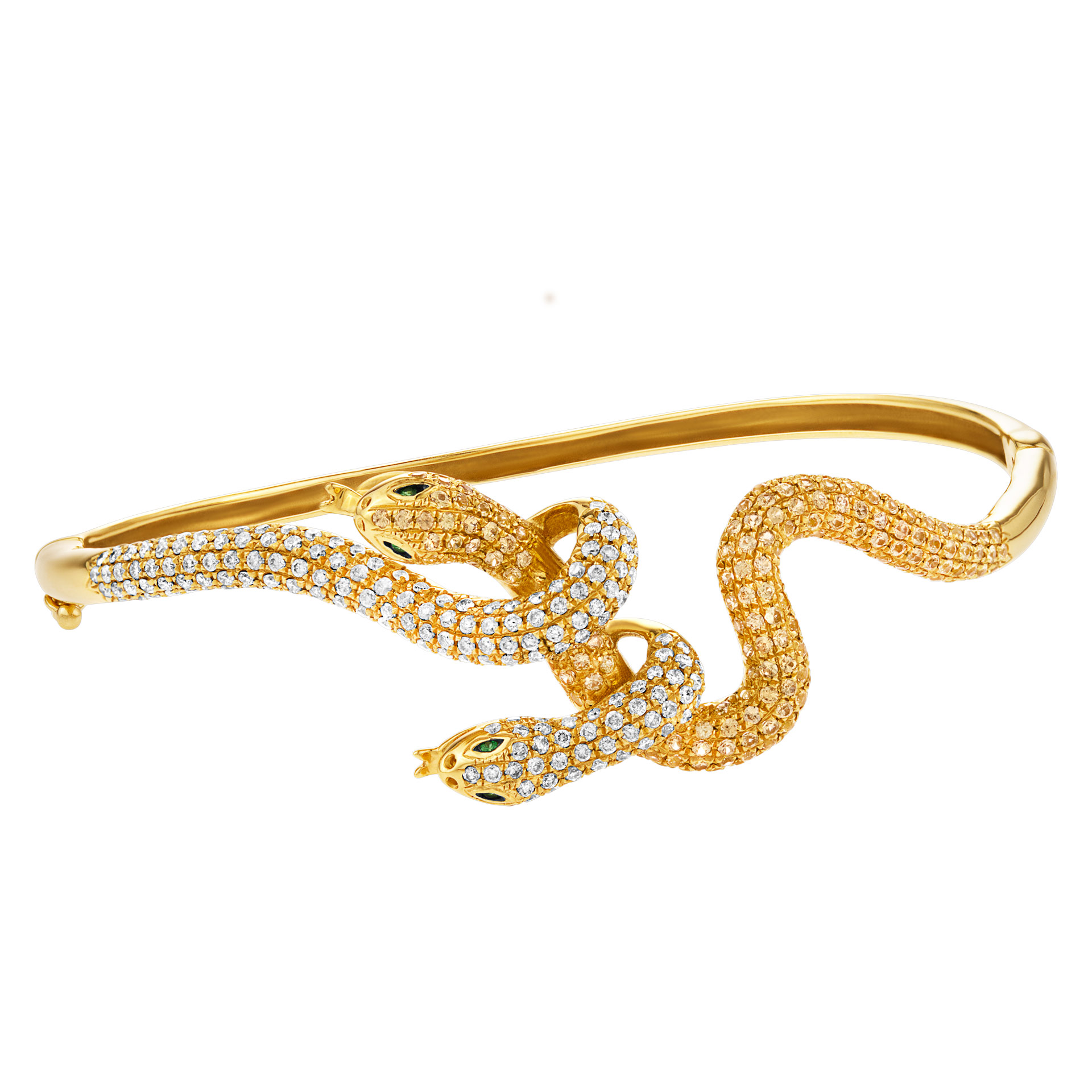 Snakes 18K gold bangle with diamonds, yellow sapphires and tsavorites image 1
