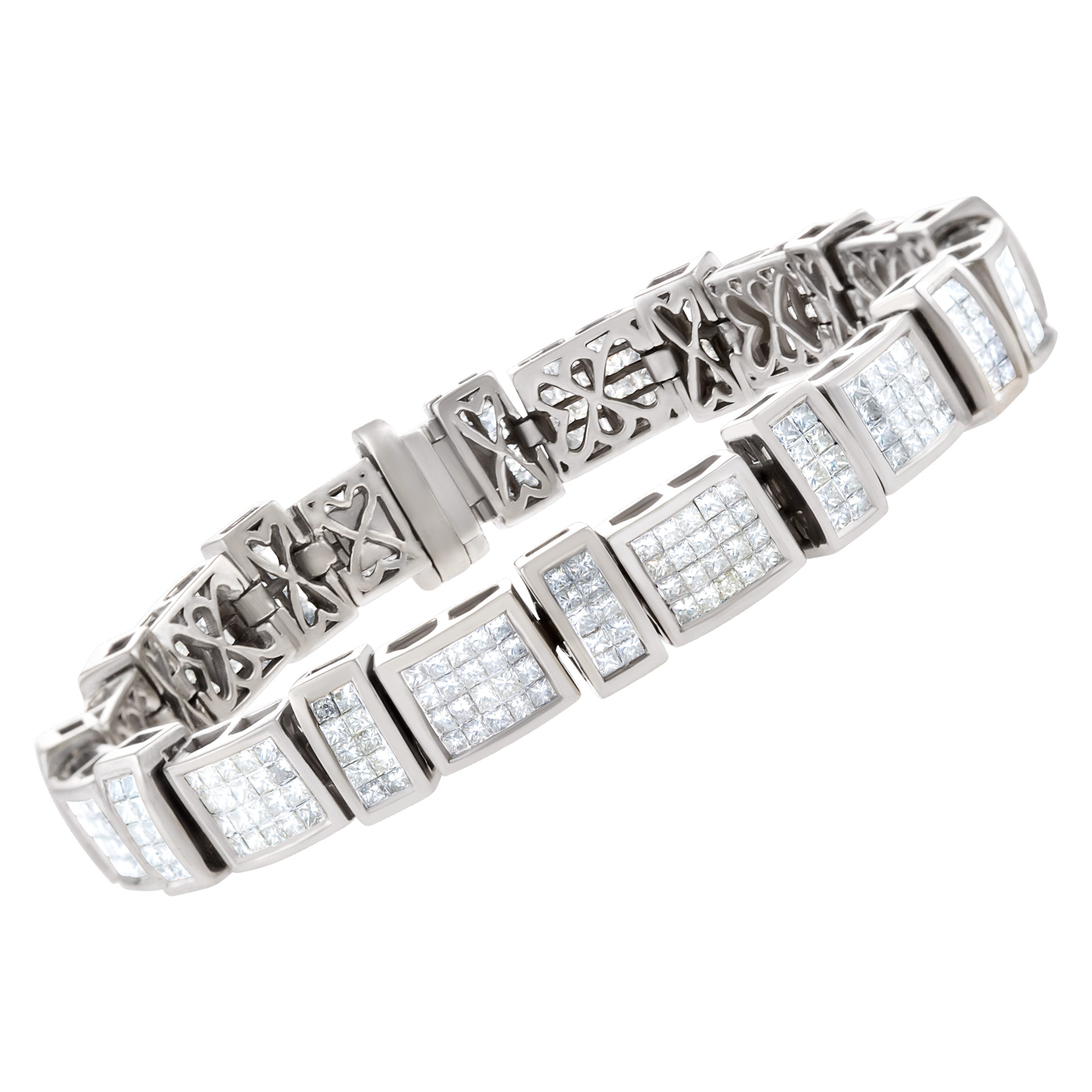 Princess cut diamond bracelet in 14k white gold image 1