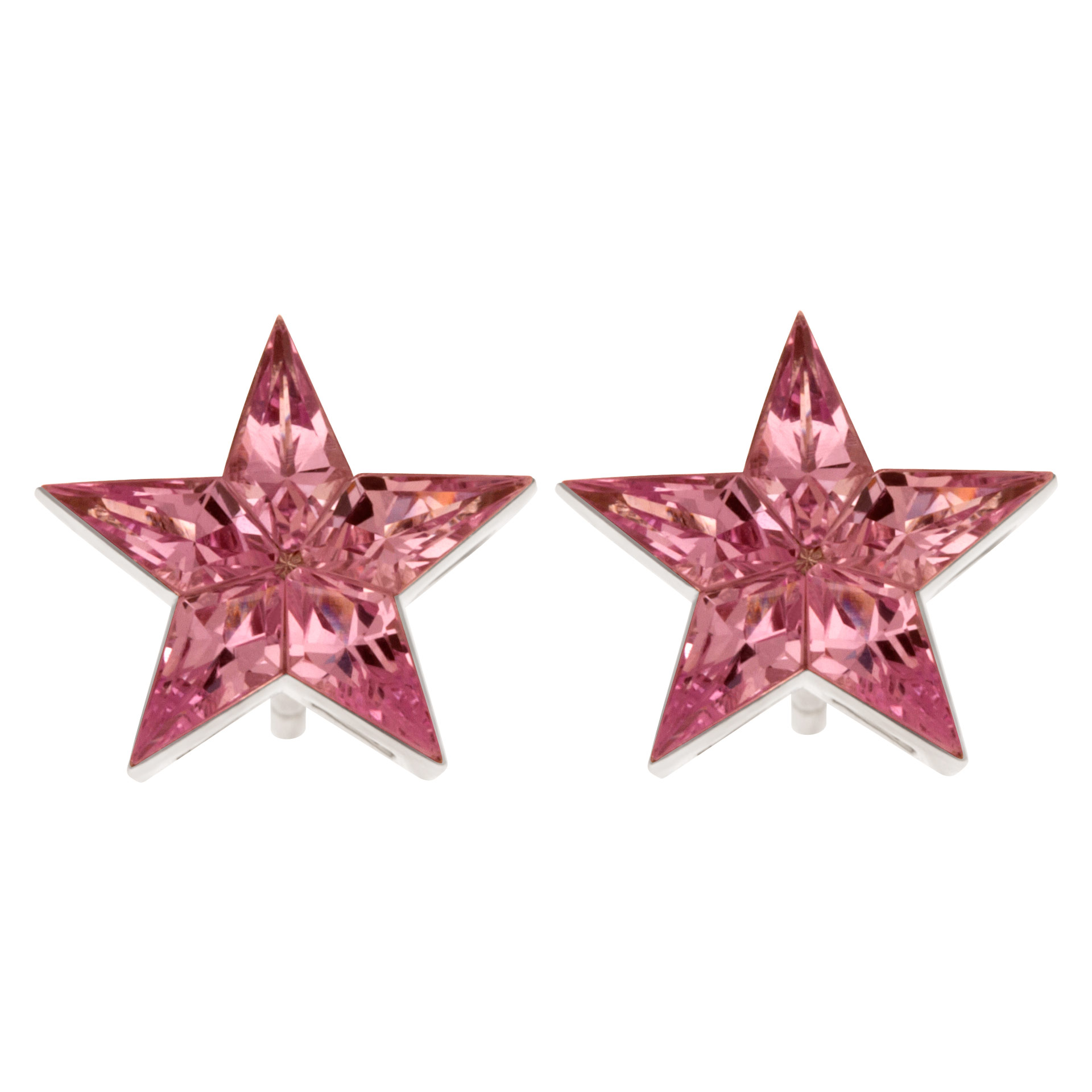 Pink sapphire star stud earrings image 1
