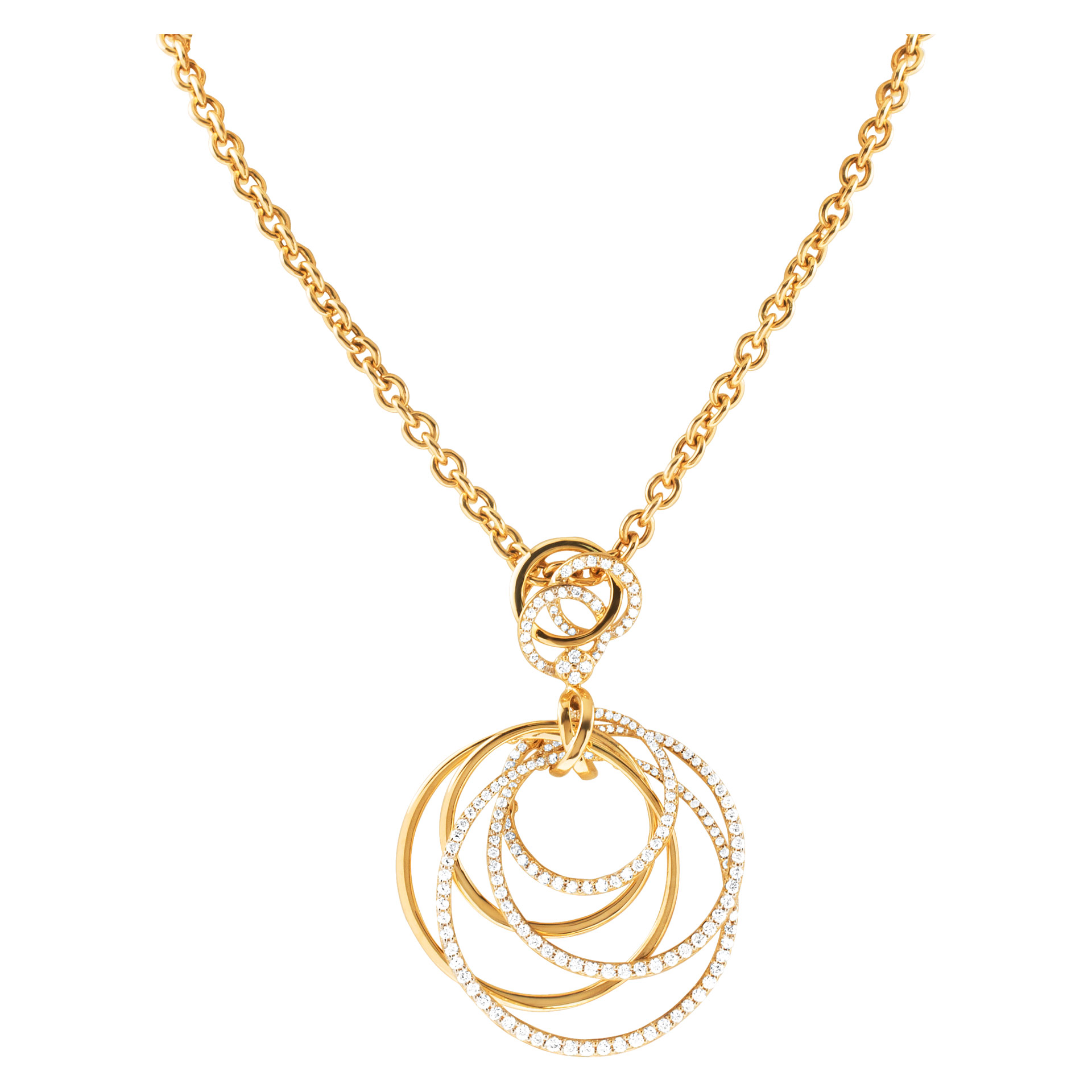 Diamond circles of Love necklace in 18k yellow gold image 1