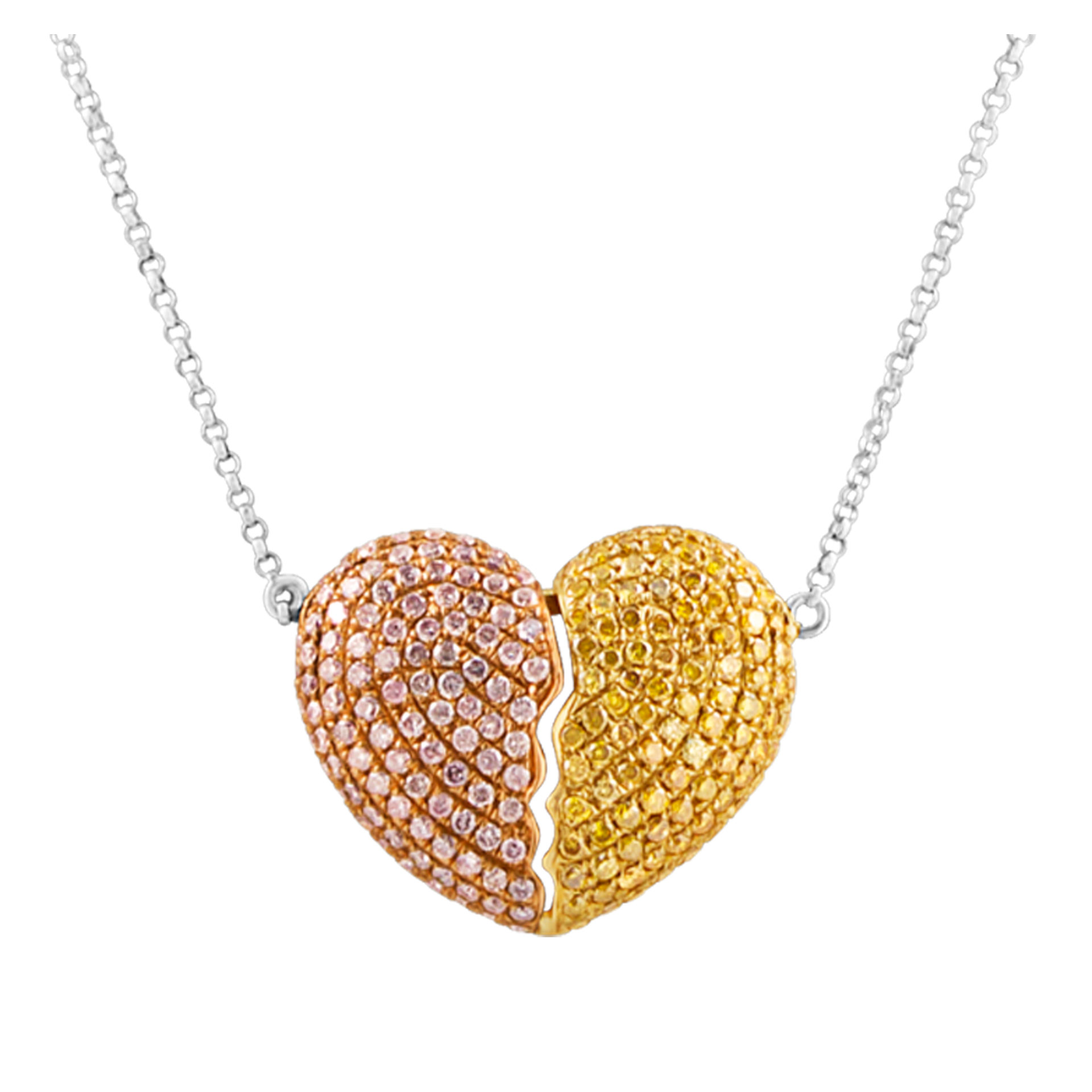 Heart shaped diamond pendant necklace image 1