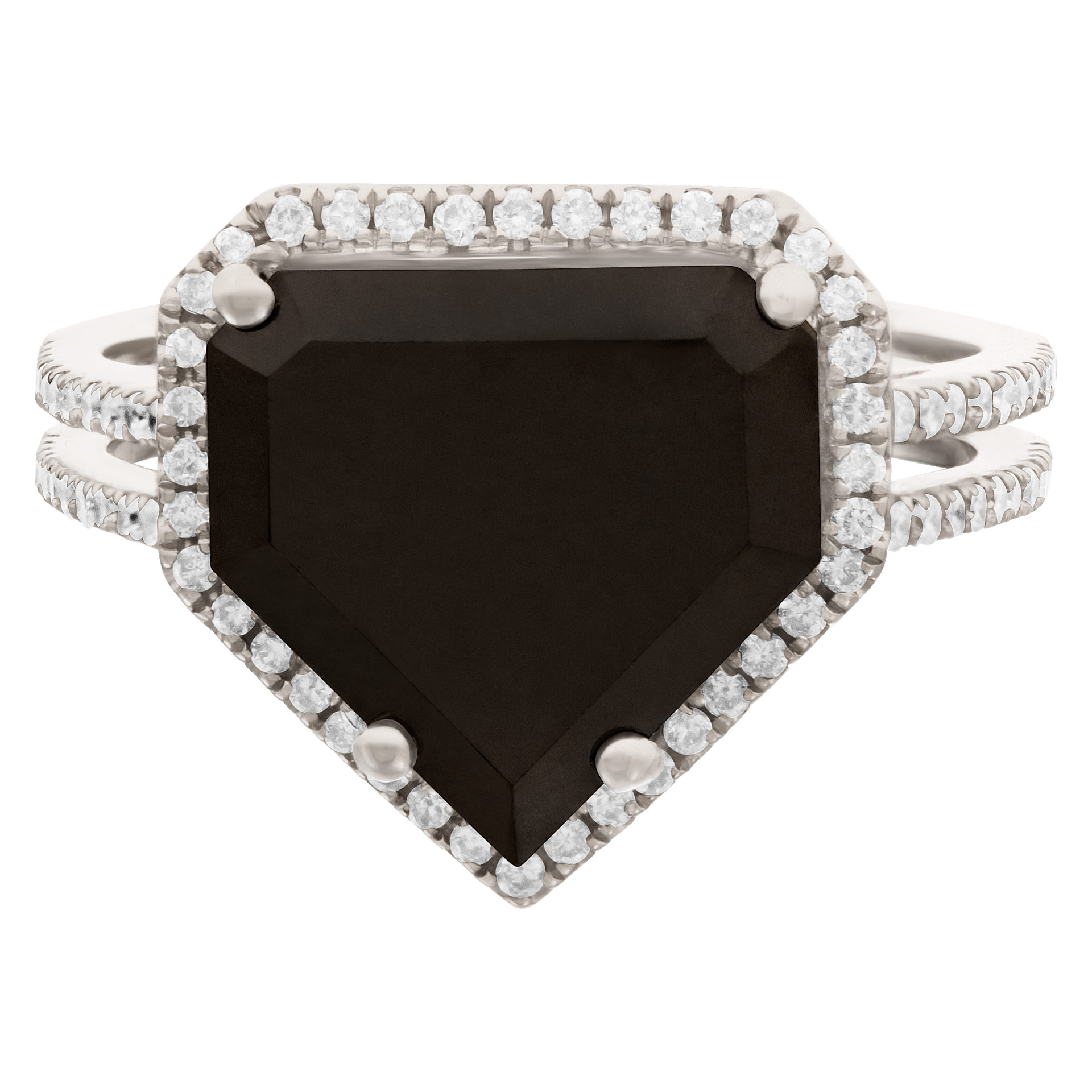 Diamond and hematite ring In 18k white gold image 1