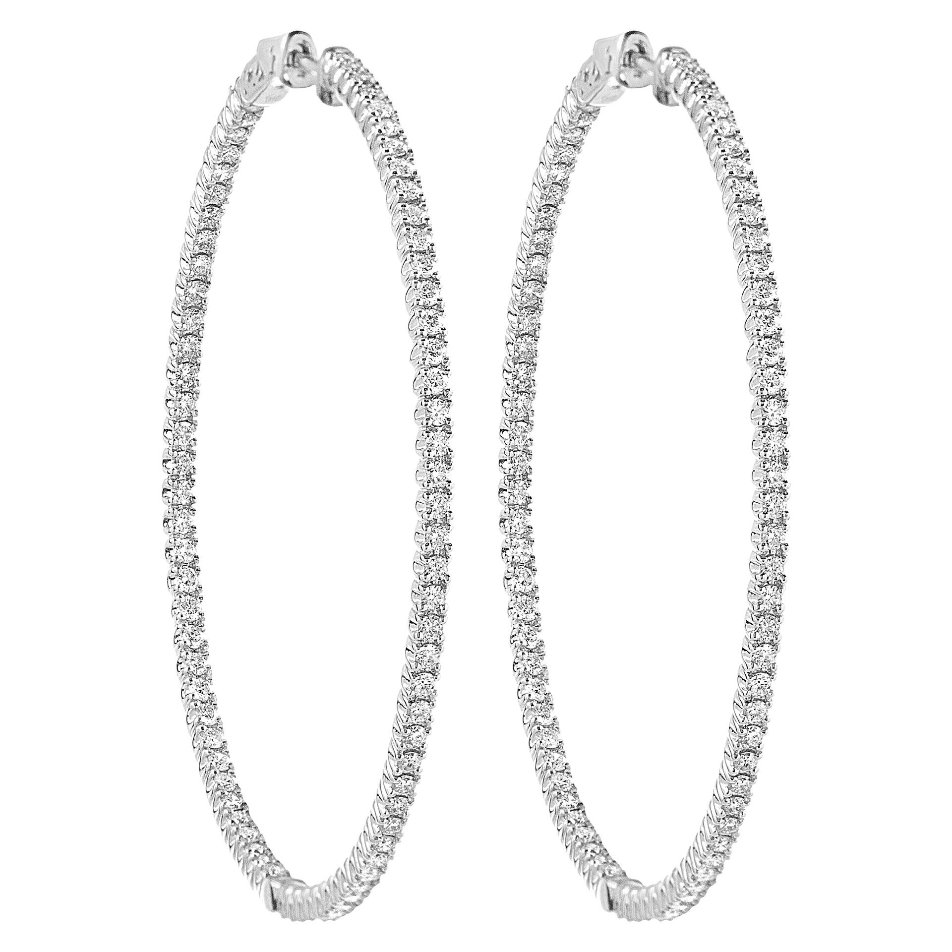 Large diamond hoops in 18k white gold image 1