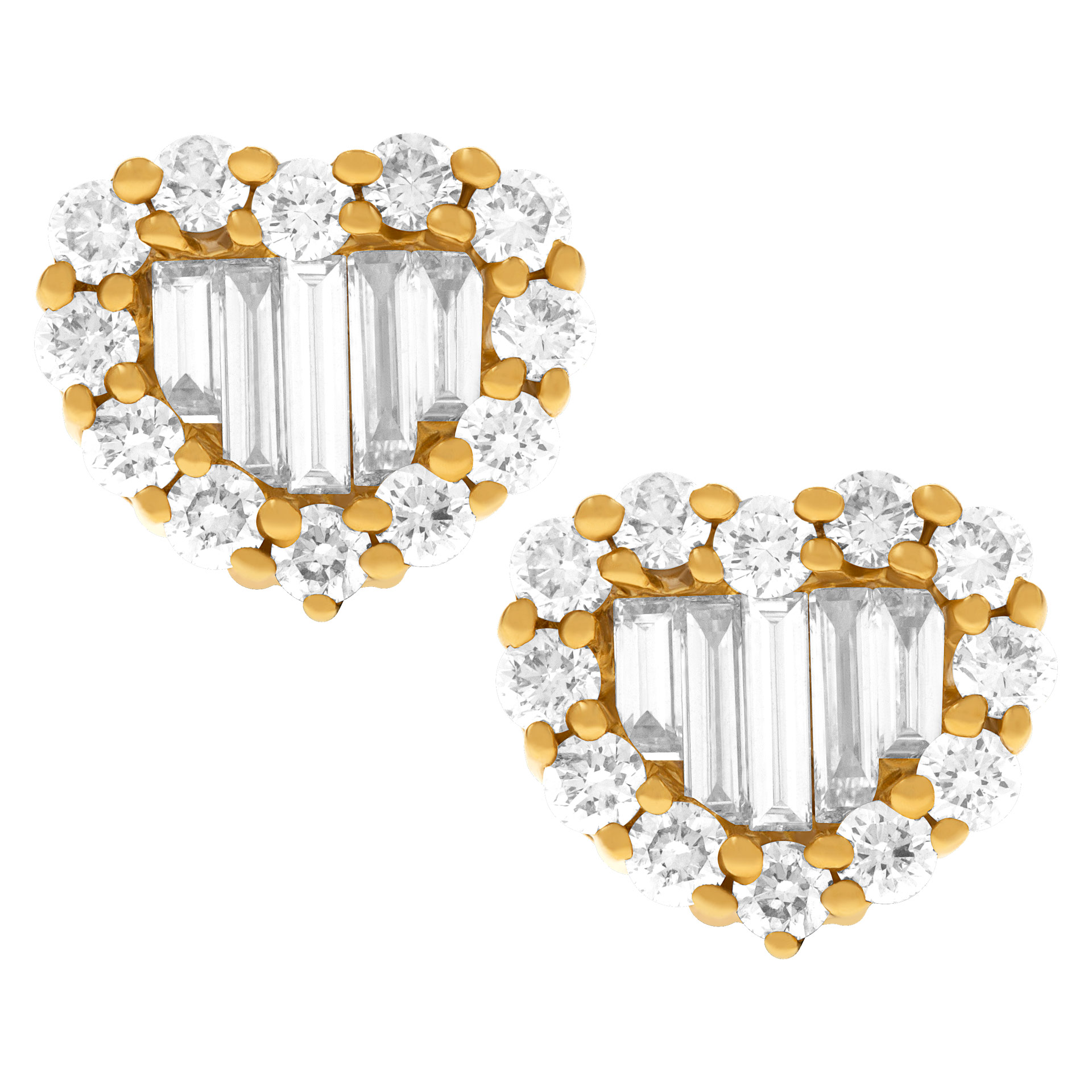 Heart shaped earrings in 18k yellow gold with diamonds image 1