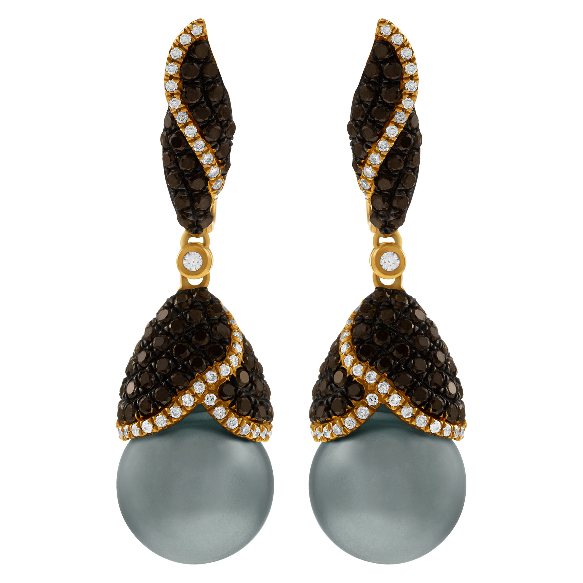 18k yellow gold with agate and white diamond drop earrings image 1