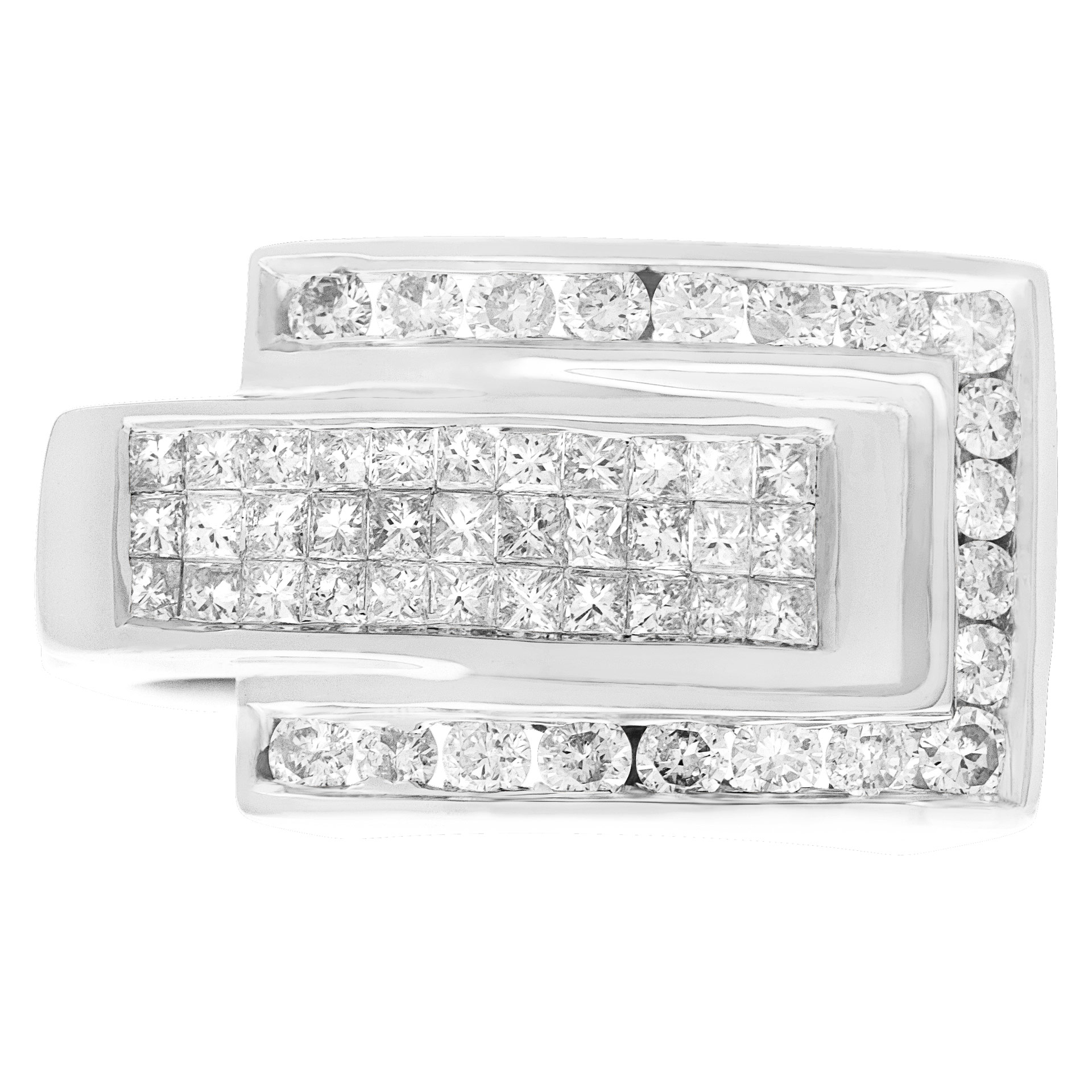 Buckle diamond ring in 14K white gold image 1