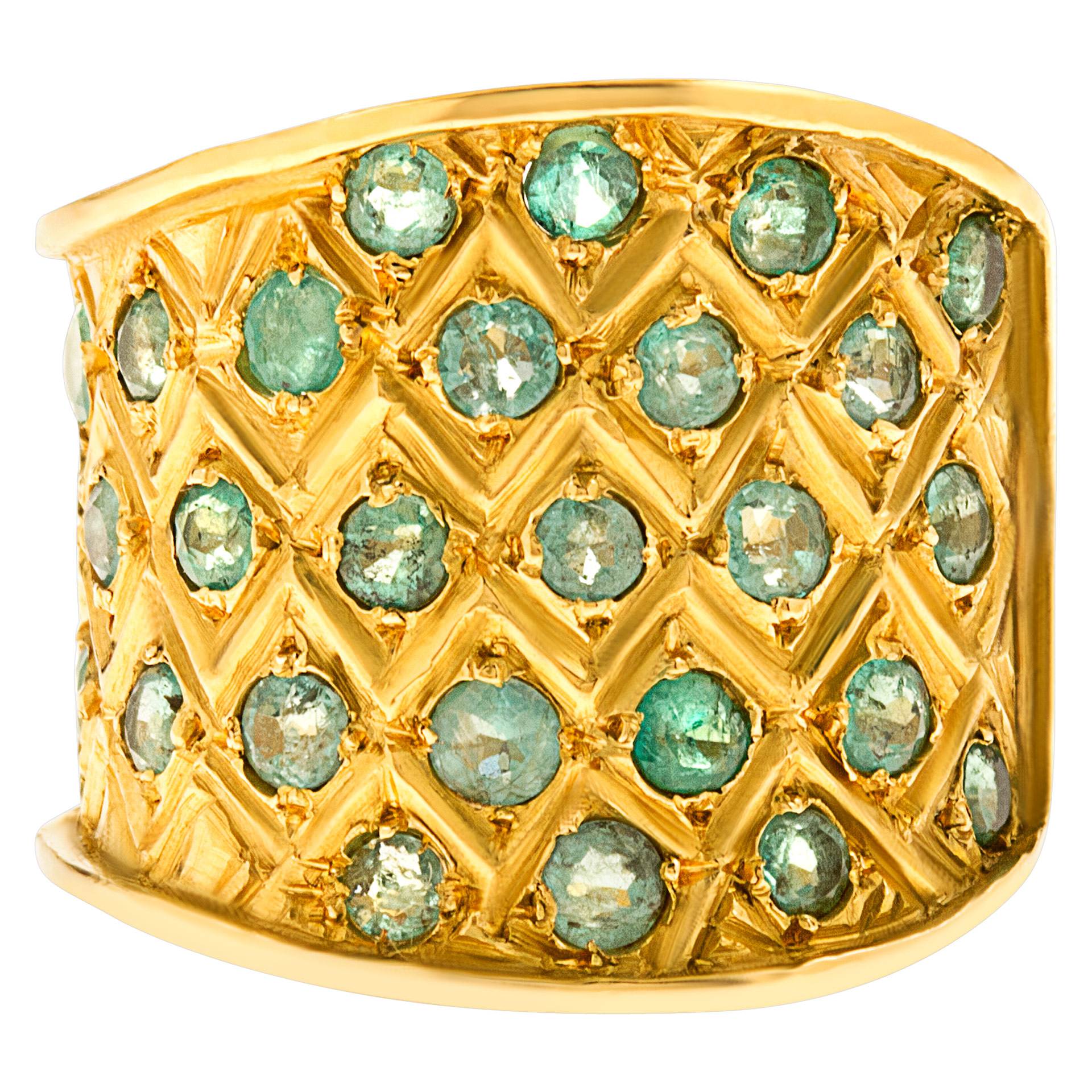 Geometric emerald ring in 18k gold image 1
