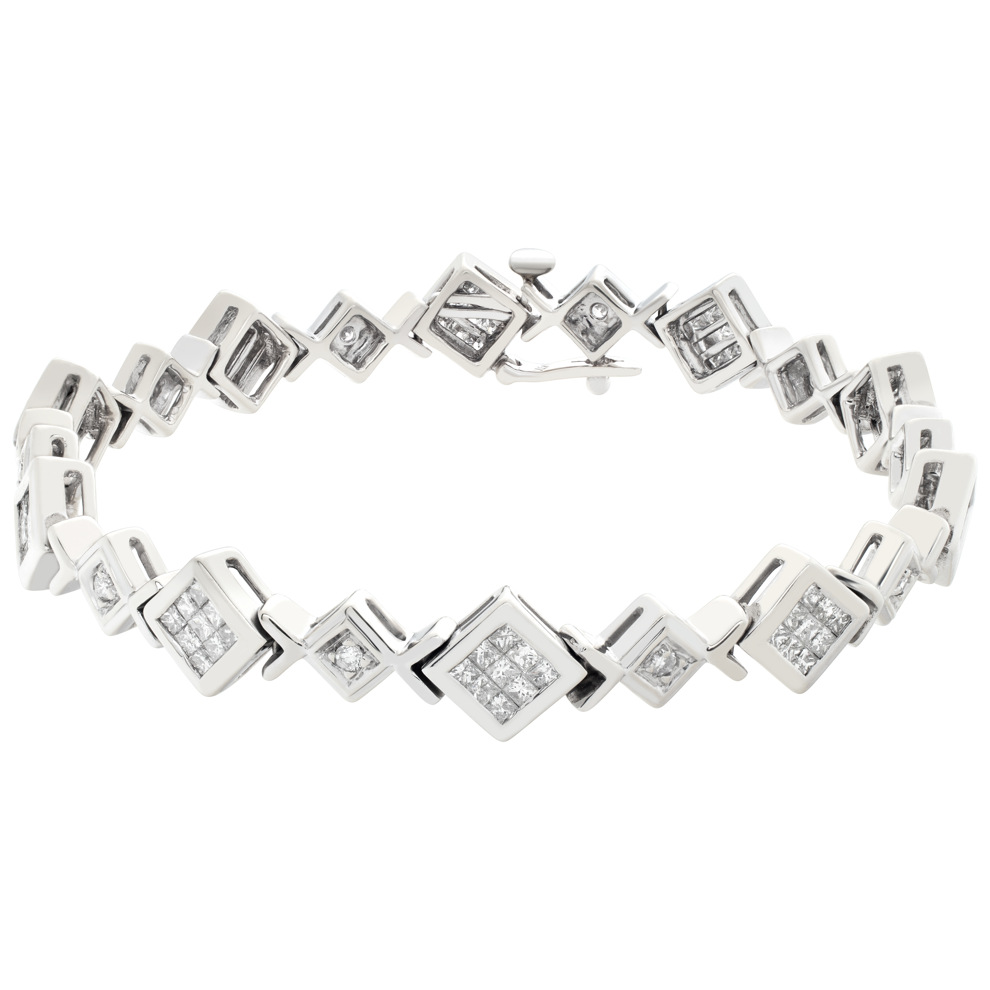 Princess cut diamond bracelet in 14k white gold. 2.20 carats in diamonds image 1