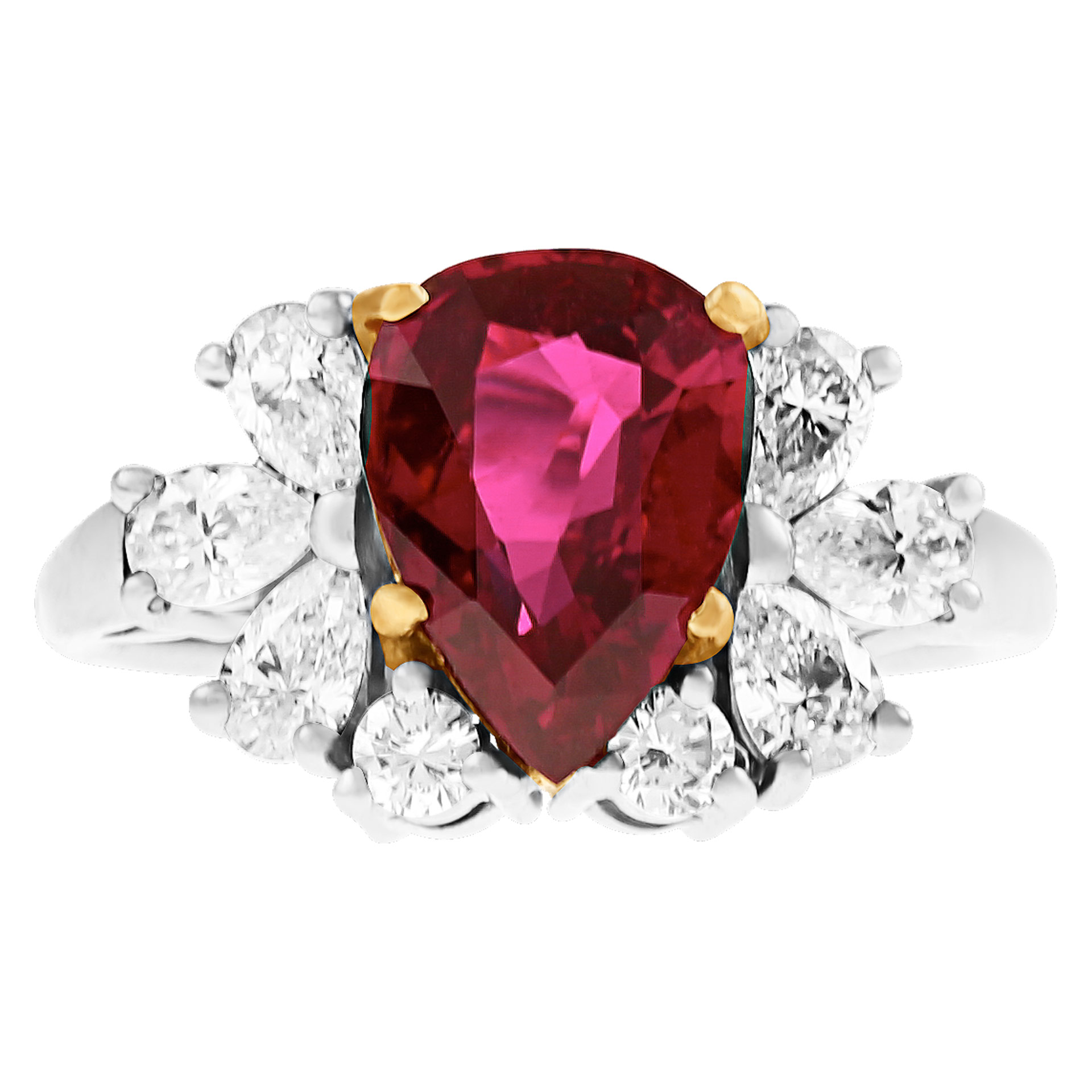 AGL Ceritified Thai-heated ruby ring in 18k & platinum. 2.83 carat pear shaped ruby. 1.50 cts in dia image 1