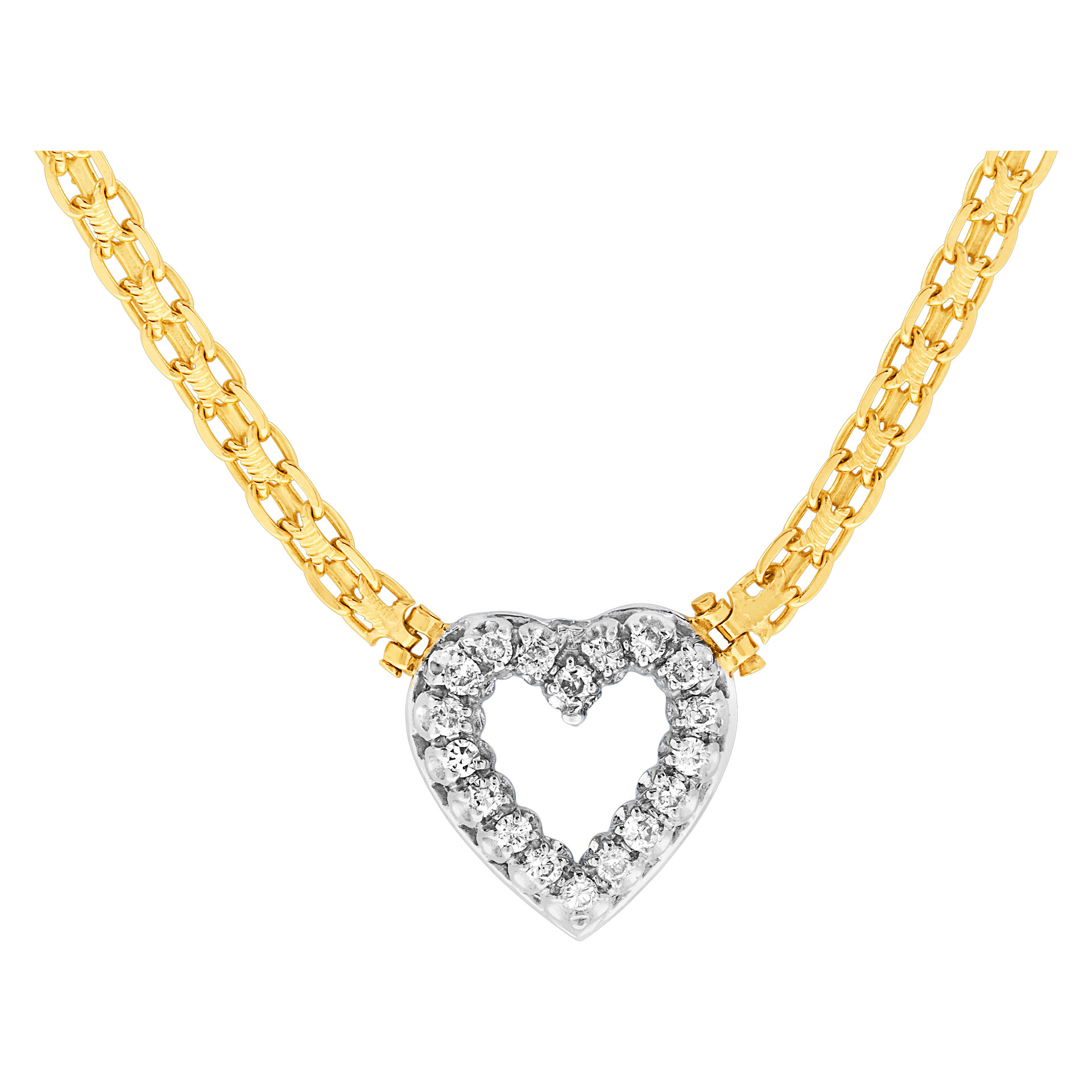 Diamond heart of love in 14k yellow gold on classy chain image 1