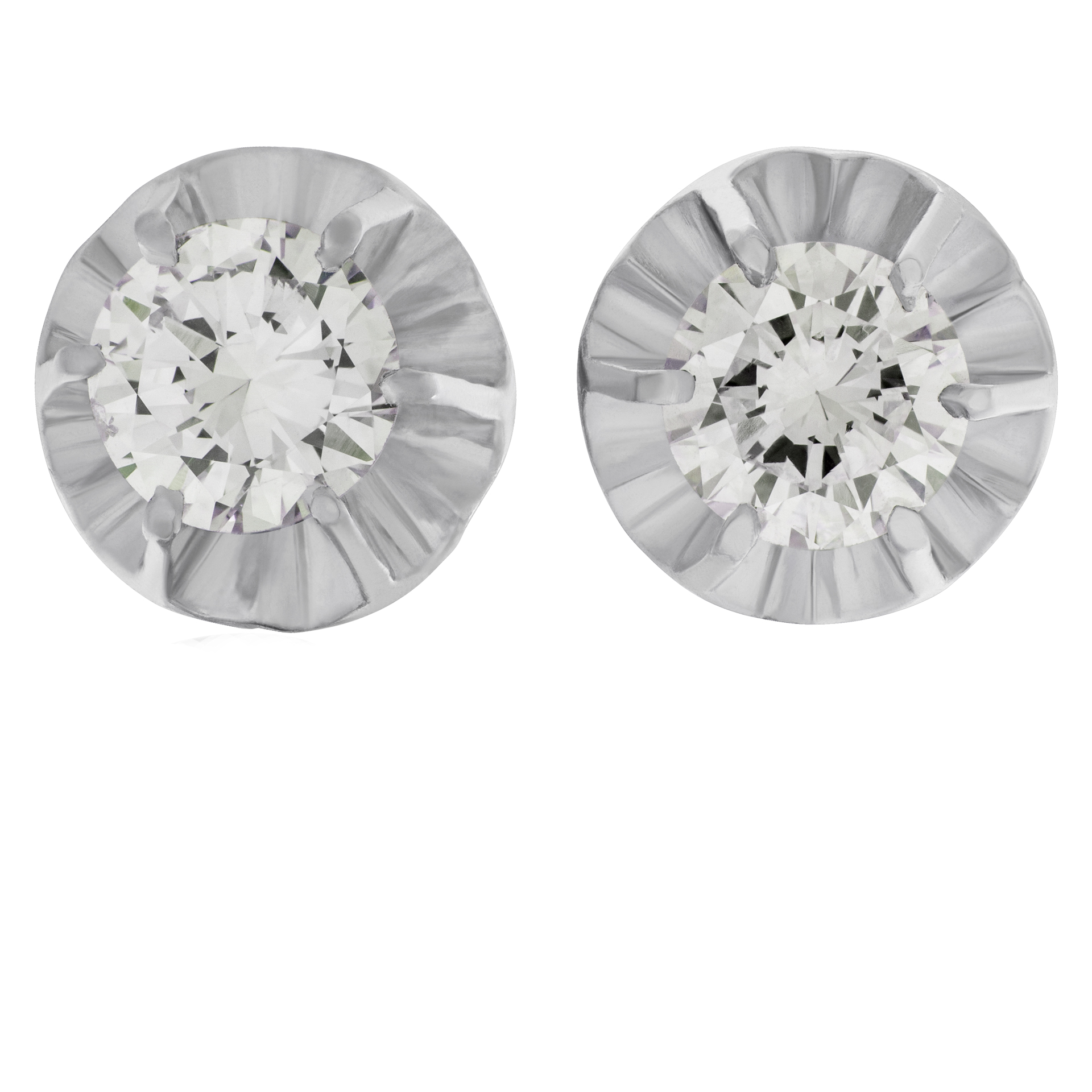 Shiny and sweet Diamond studs. 0.90 carats (J color, SI1 clarity) set in platinum image 1