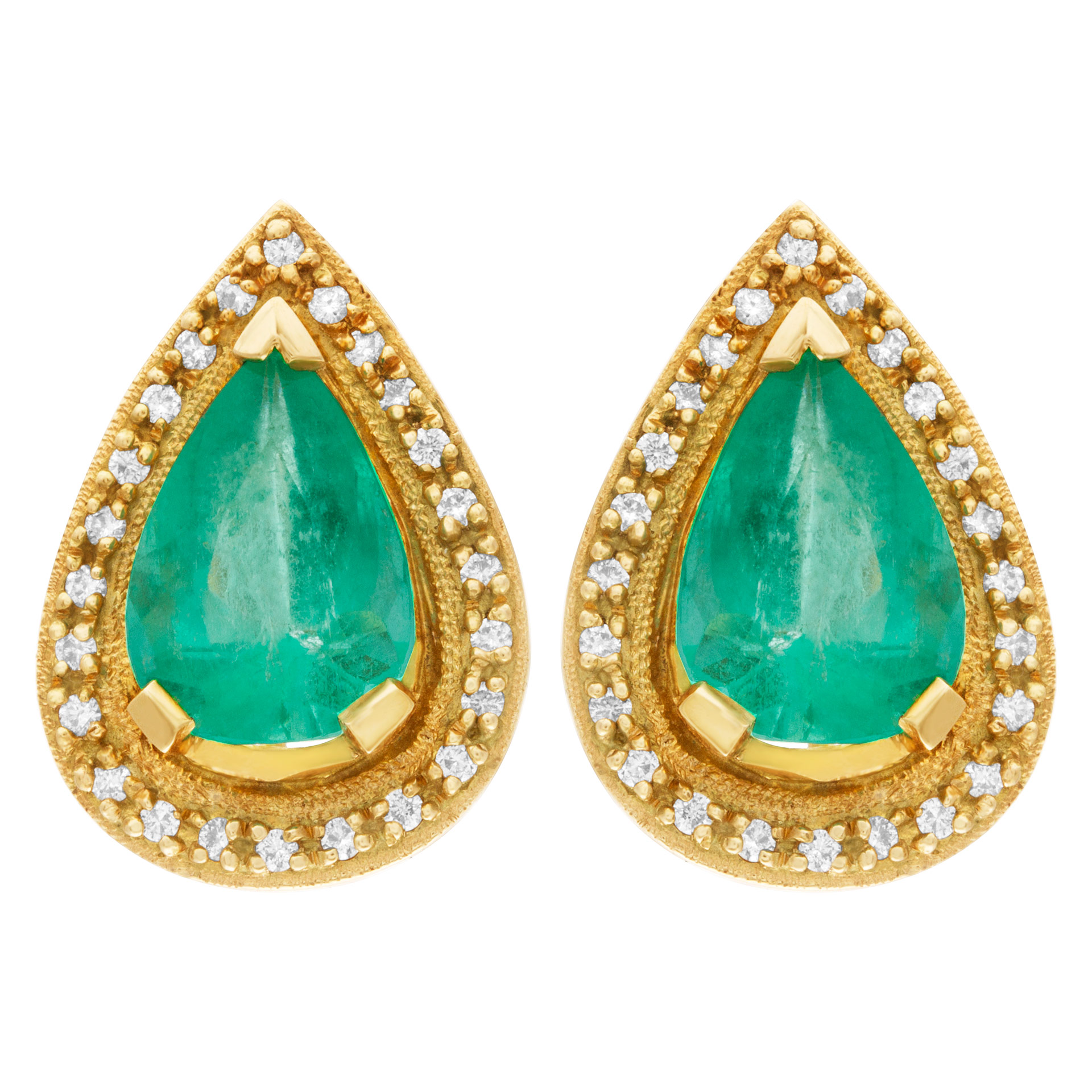 Pear shaped emerald earrings image 1