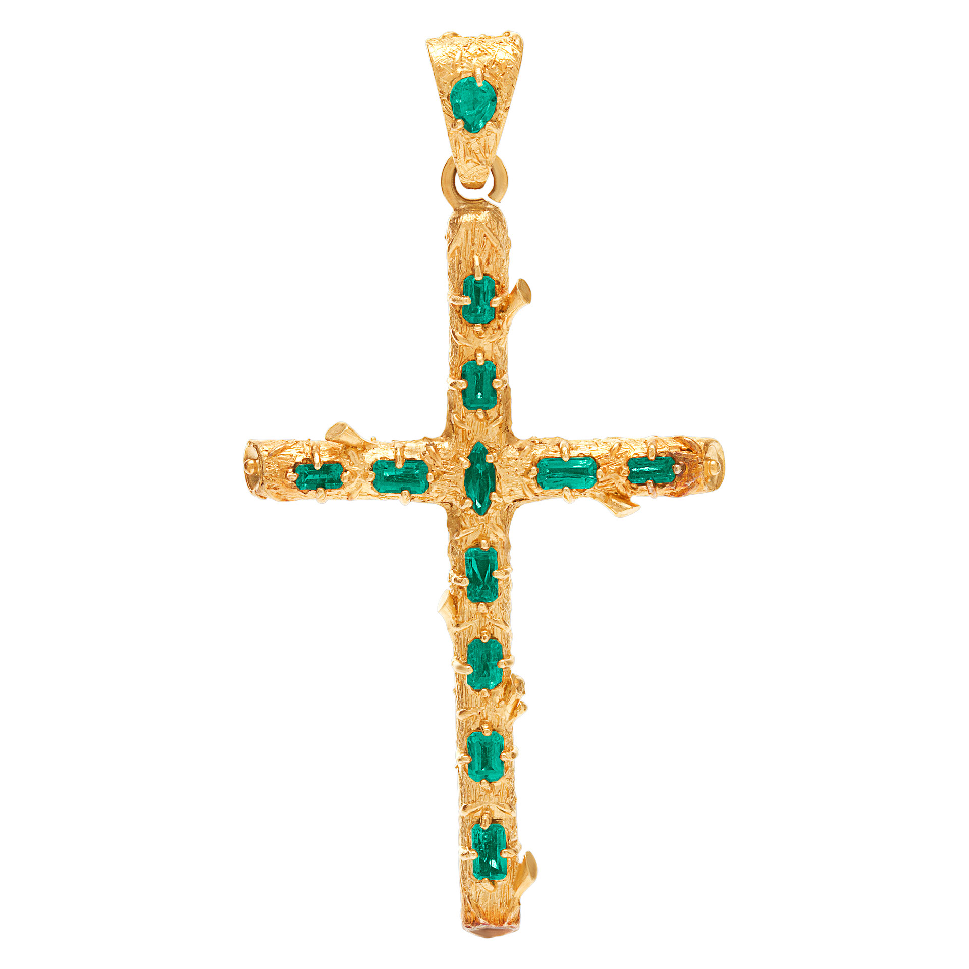 Ornate Emerald cross in 18k image 1