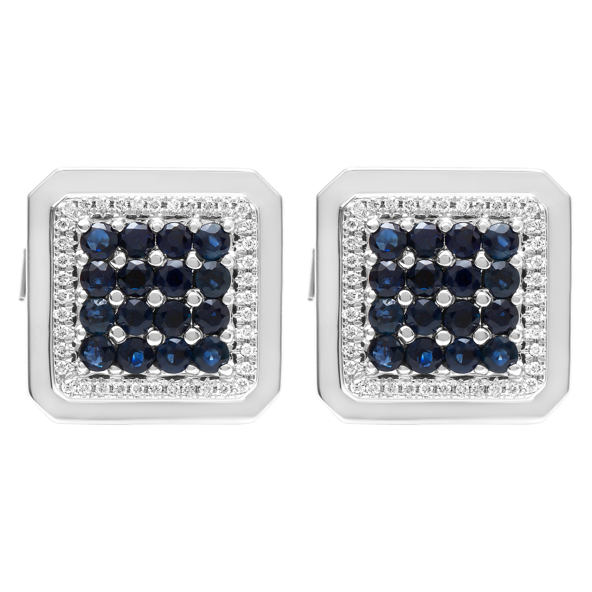 Sapphire & diamond cufflinks in 18k white gold image 1