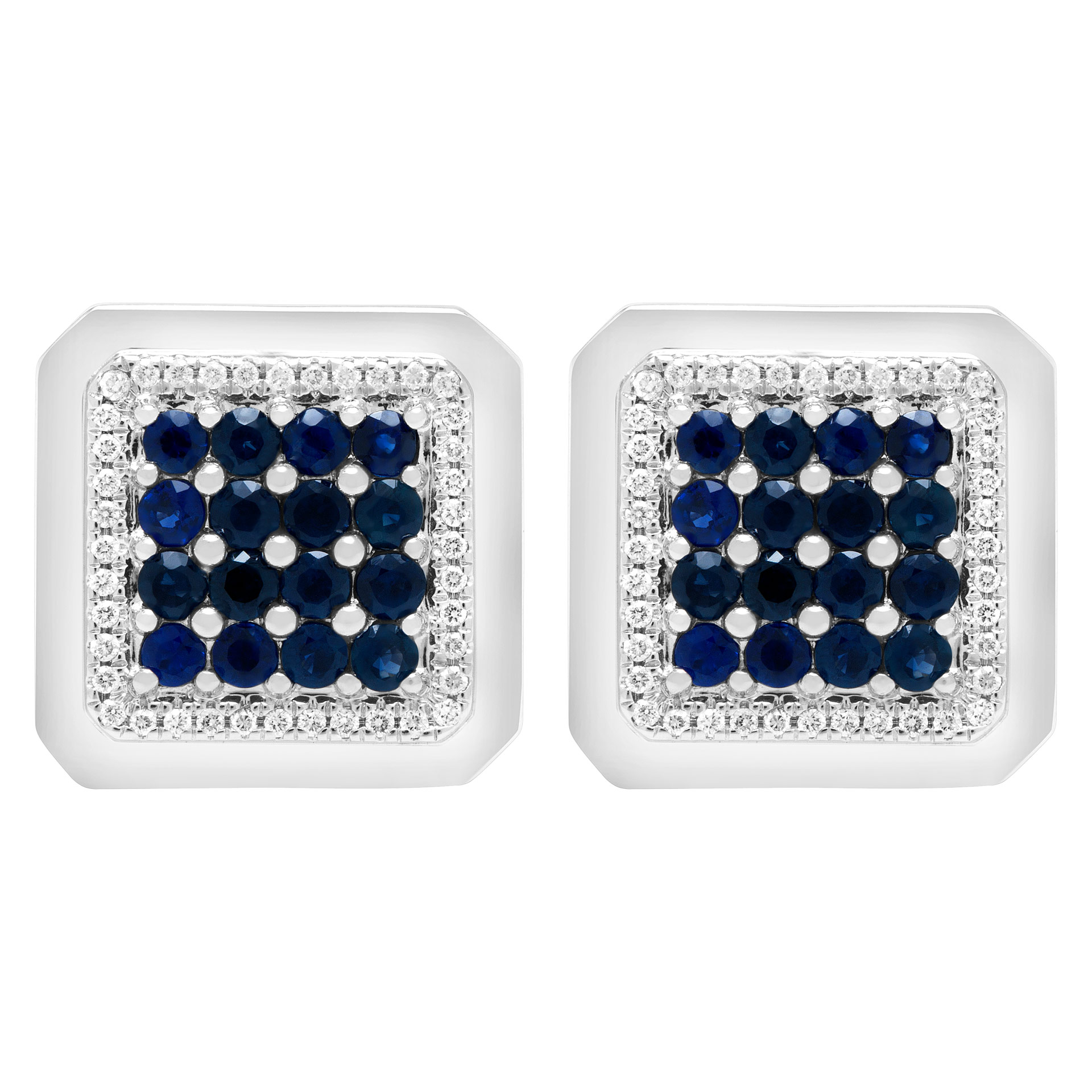 Elegant blue sapphire and diamond cufflinks with 3.20 carats in sapphires and 0.40 cts in diamonds image 1
