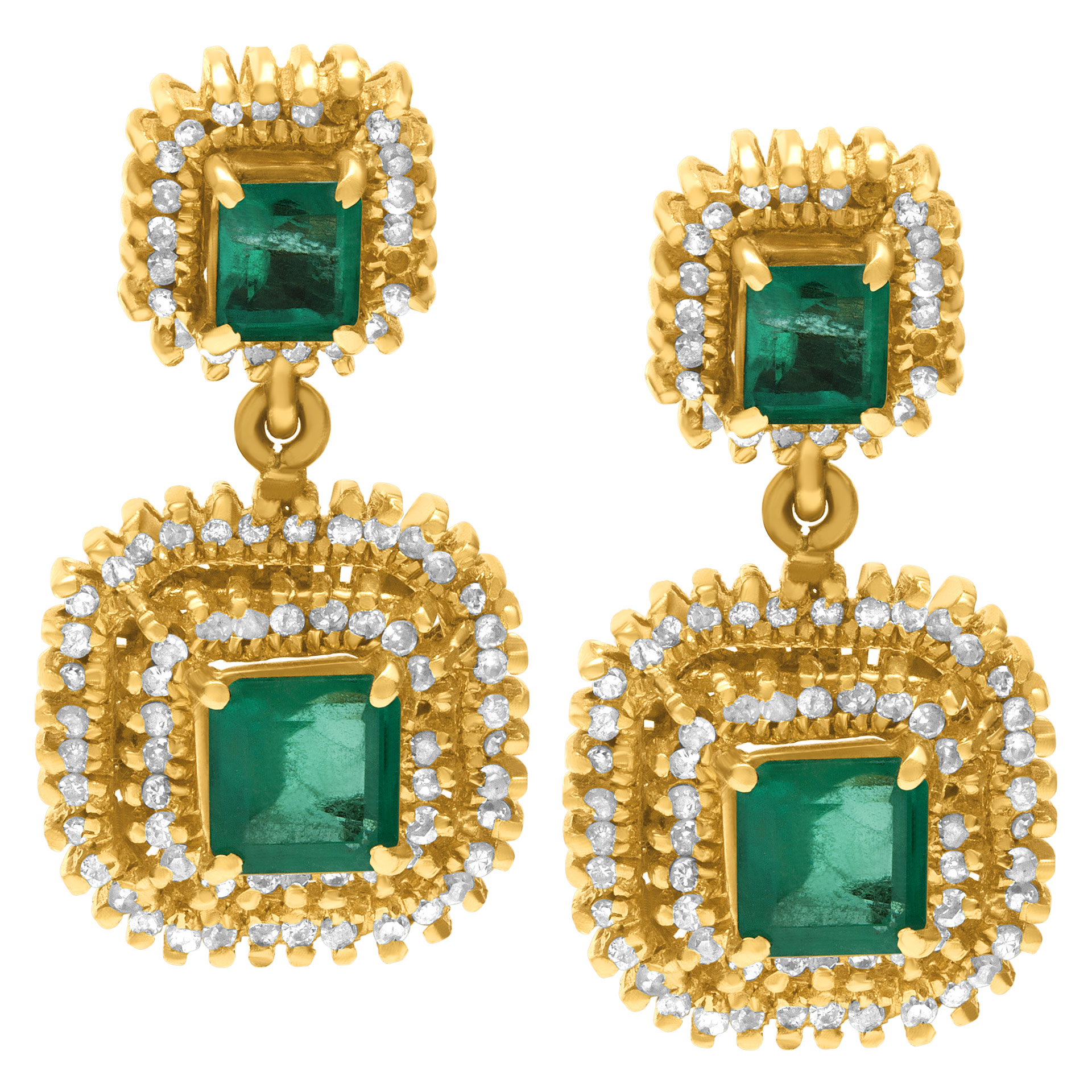 Sweet diamond and emeralds earrings image 1