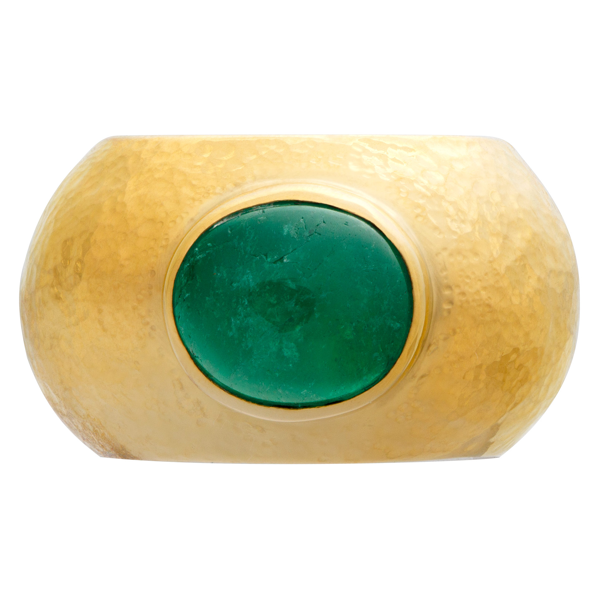 Elegant emerald ring in 18k yellow gold. 2.00 carats cabochon emerald image 1