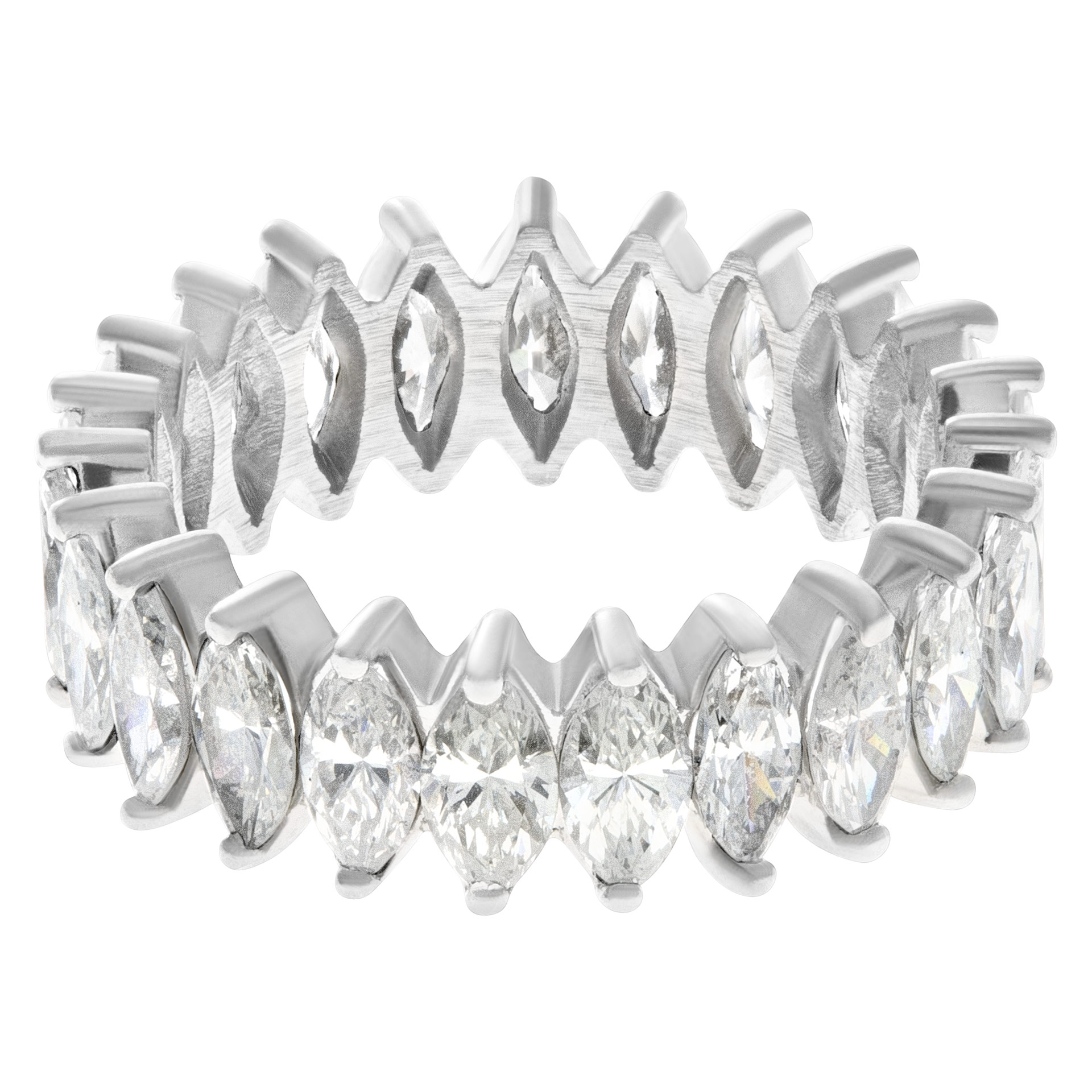 Marquise cut diamond eternity band and ring in platinum. 5cts (G-H color, VS2-SI1 clarity) image 1