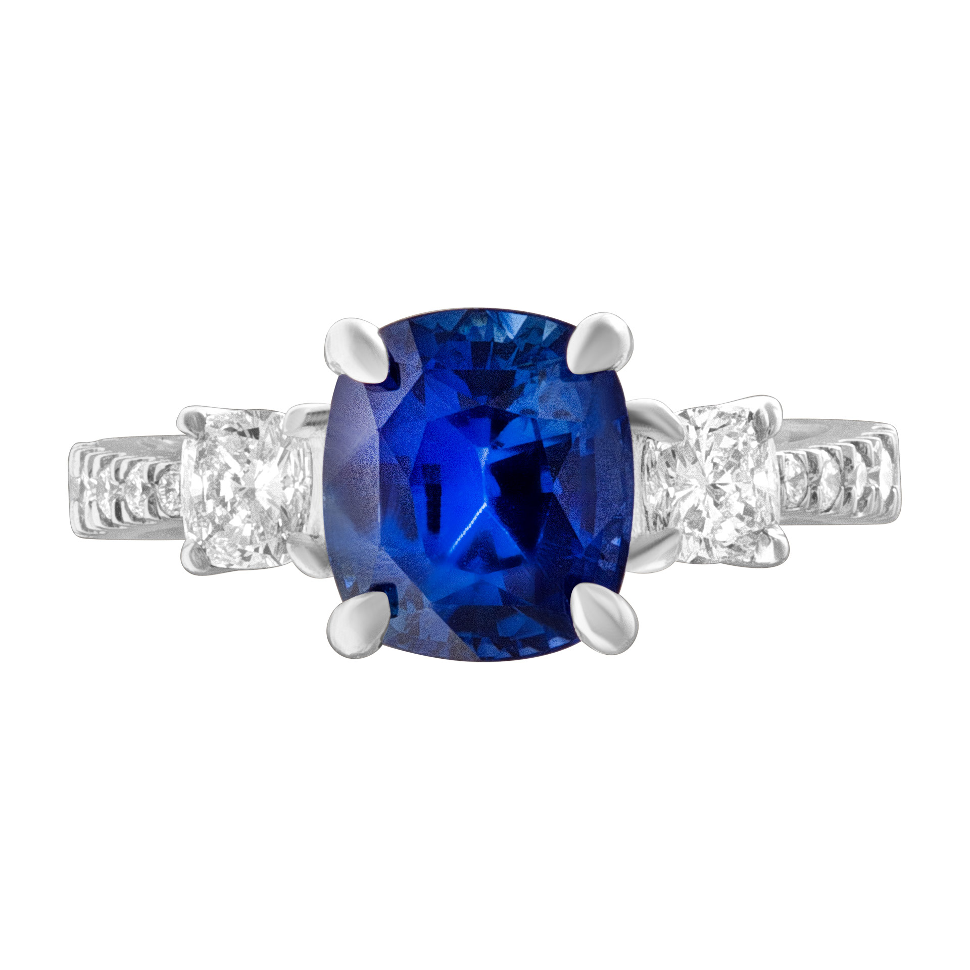 AGL certified Ceylon sapphire and diamond ring in platinum. 3.24cts in sapphire image 1