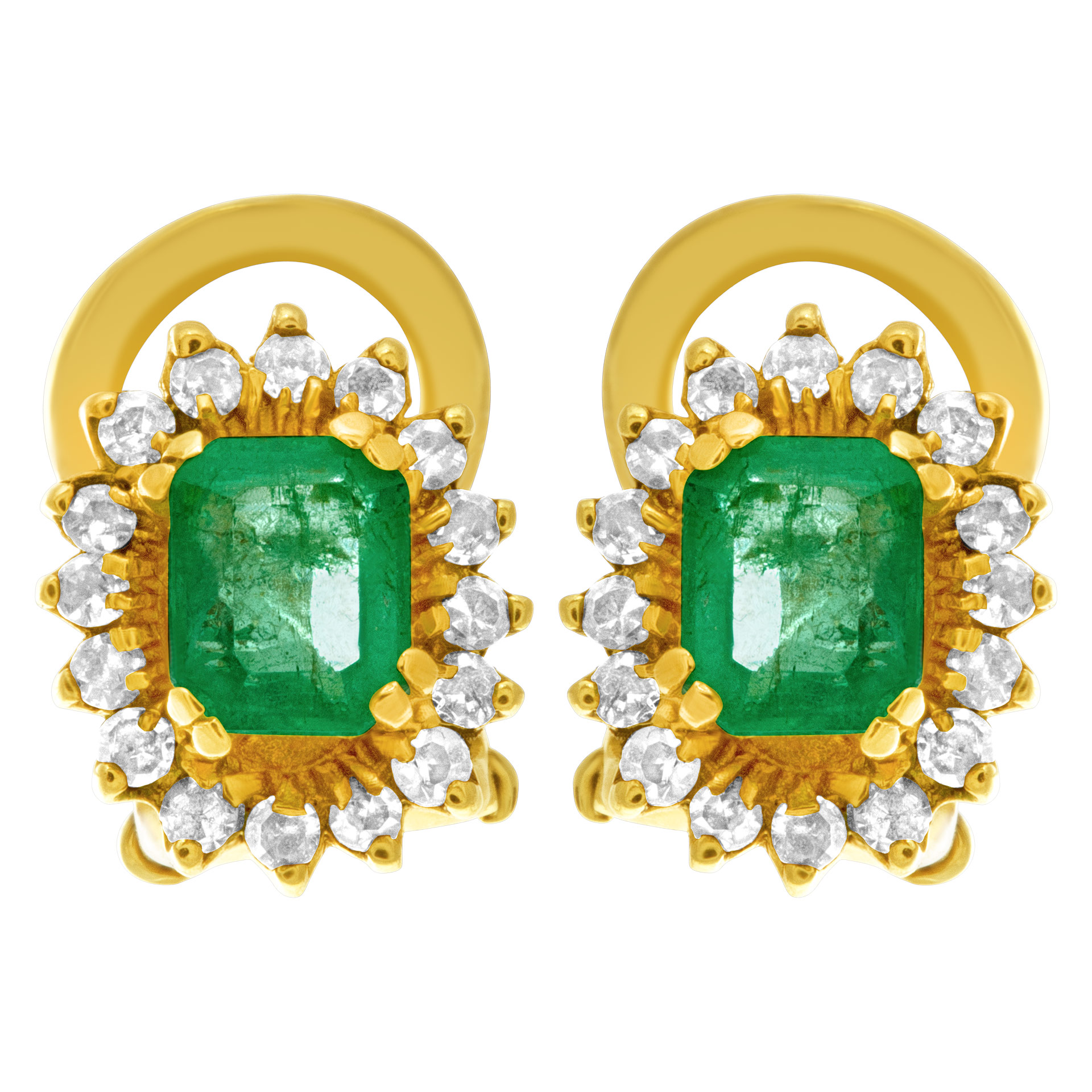 Emerald and diamond earrings in 18k image 1
