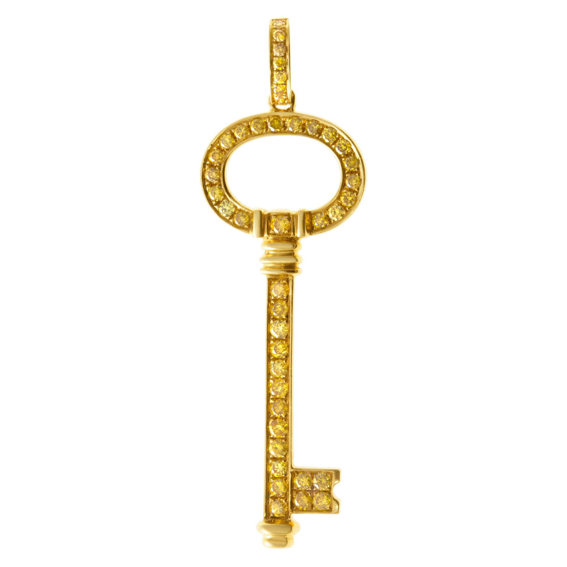 Key Pendant in 18k yellow gold with 1.01 cts in yellow diamonds image 1