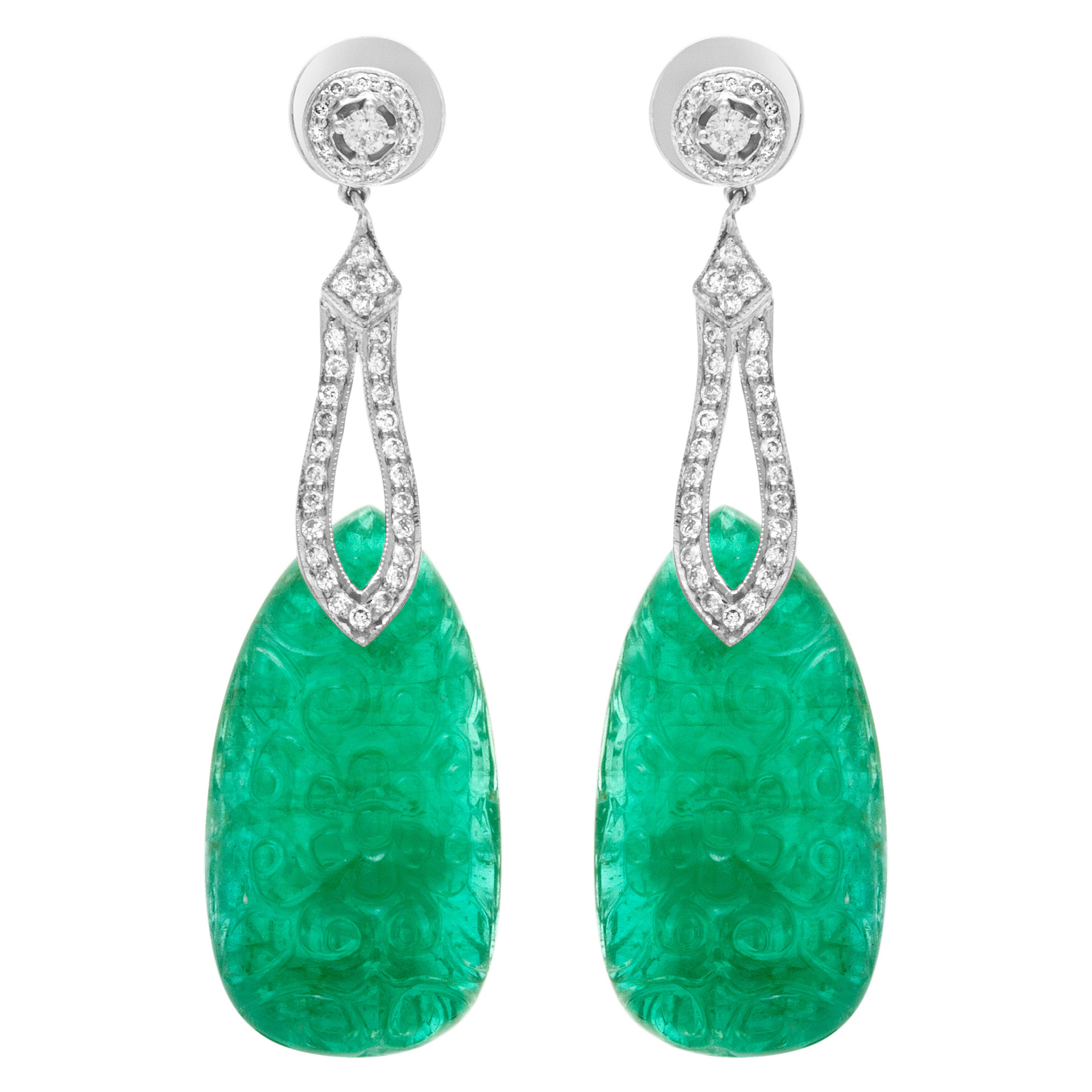 Emerald & diamond drop earring image 1
