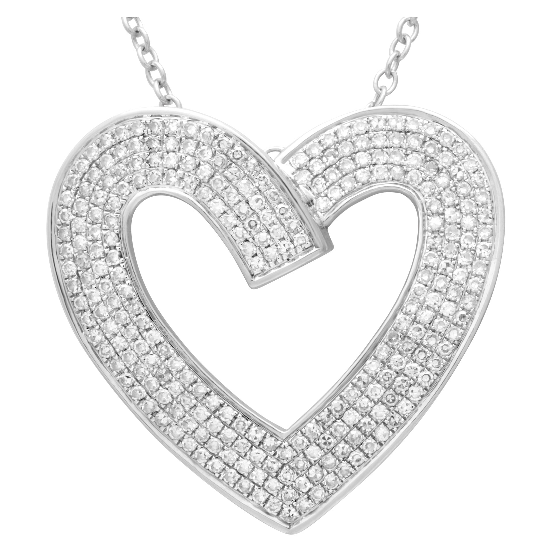 Diamond heart pendant in 14k white gold with 2 carats in diamonds image 1