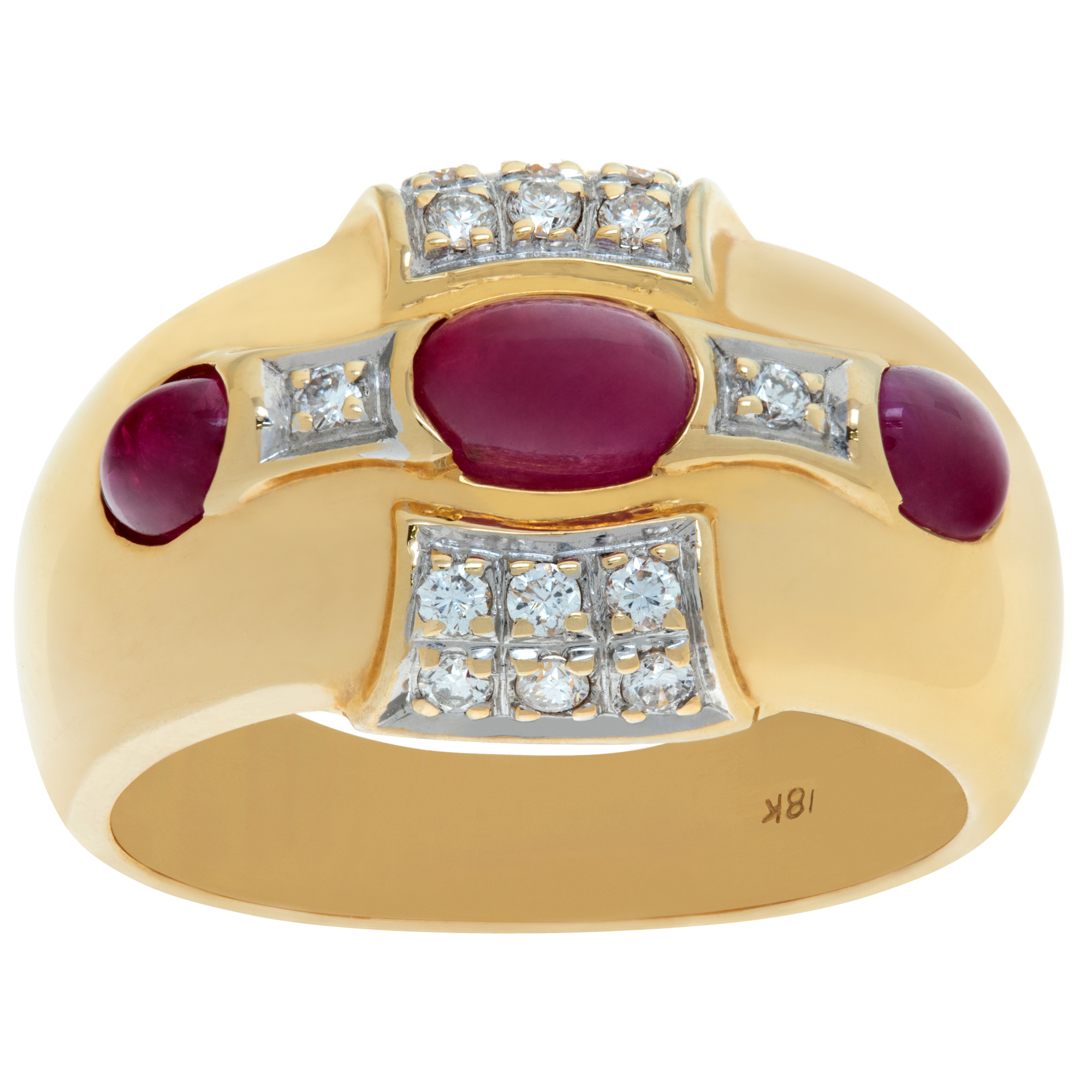Ruby and diamond ring in 14k yellow gold with 0.14 ct in diamonds. Size 7.75 image 1