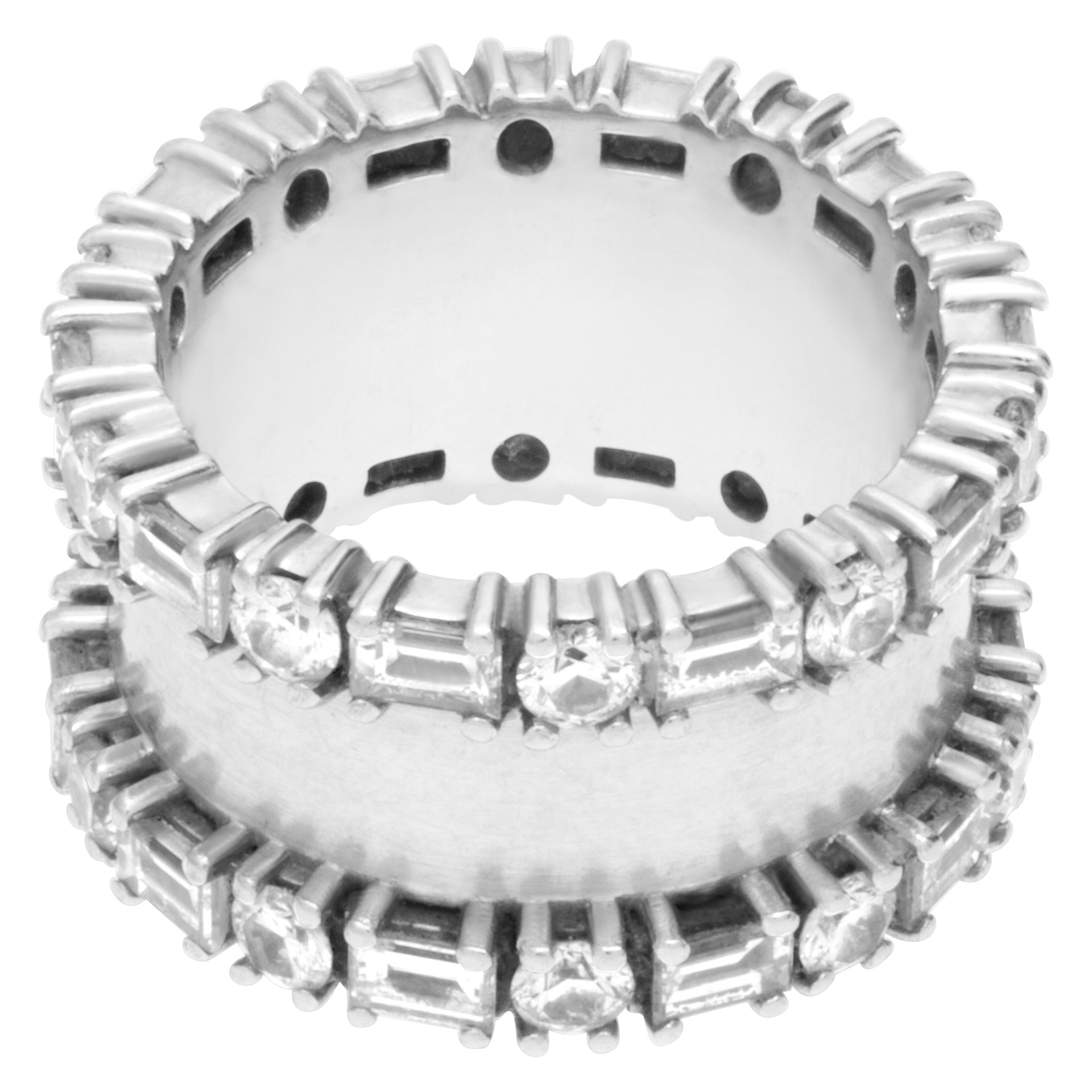 Baguette And Round Diamond Eternity Ring In 18k White Gold. (1.00 Ct In Diamonds) image 1