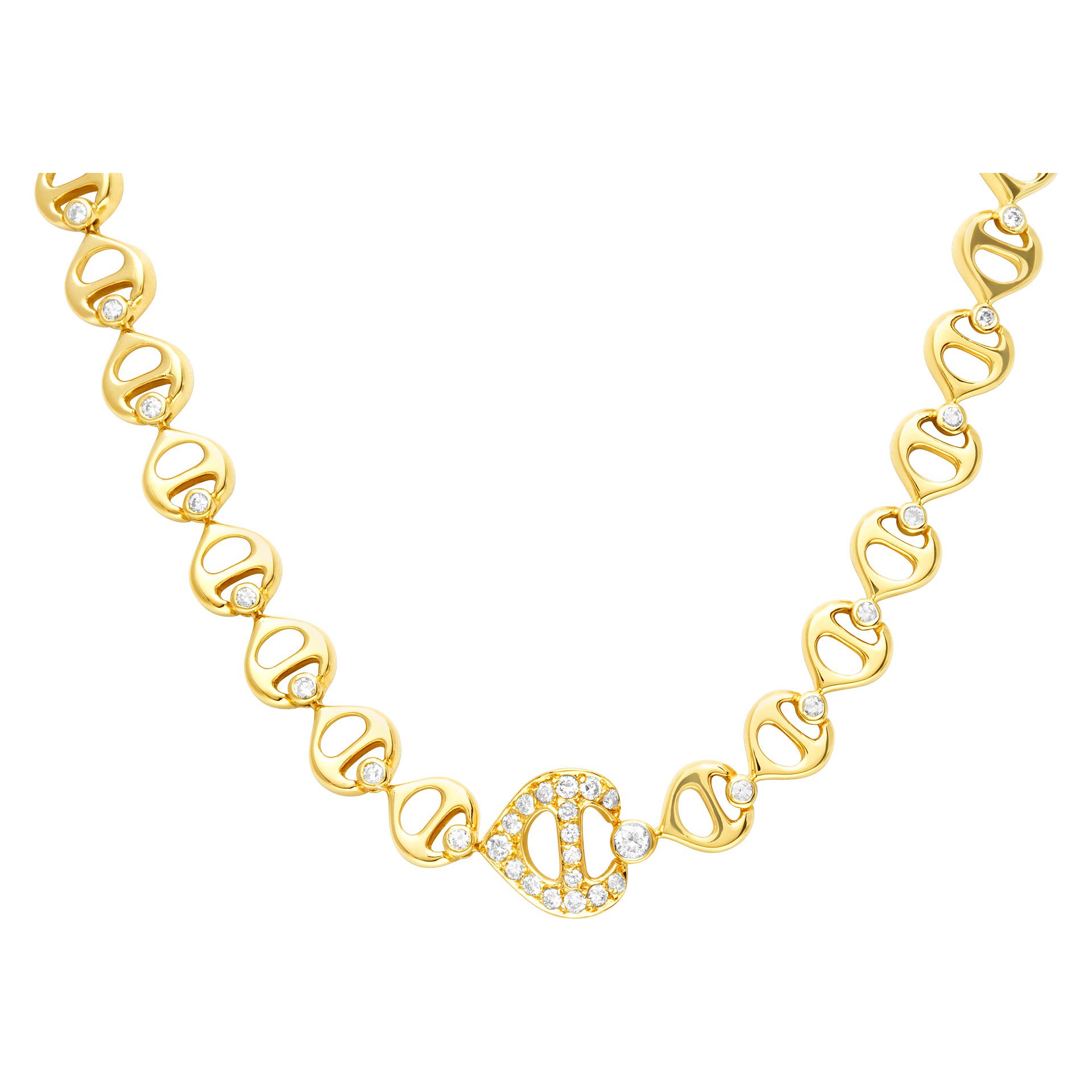 Choker necklace in 18k yellow gold with over 1.00 carats in  round diamonds image 1