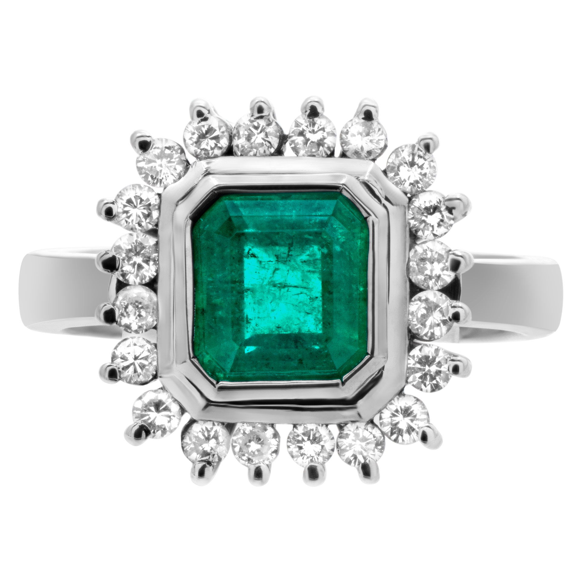 Emerald and diamond ring image 1