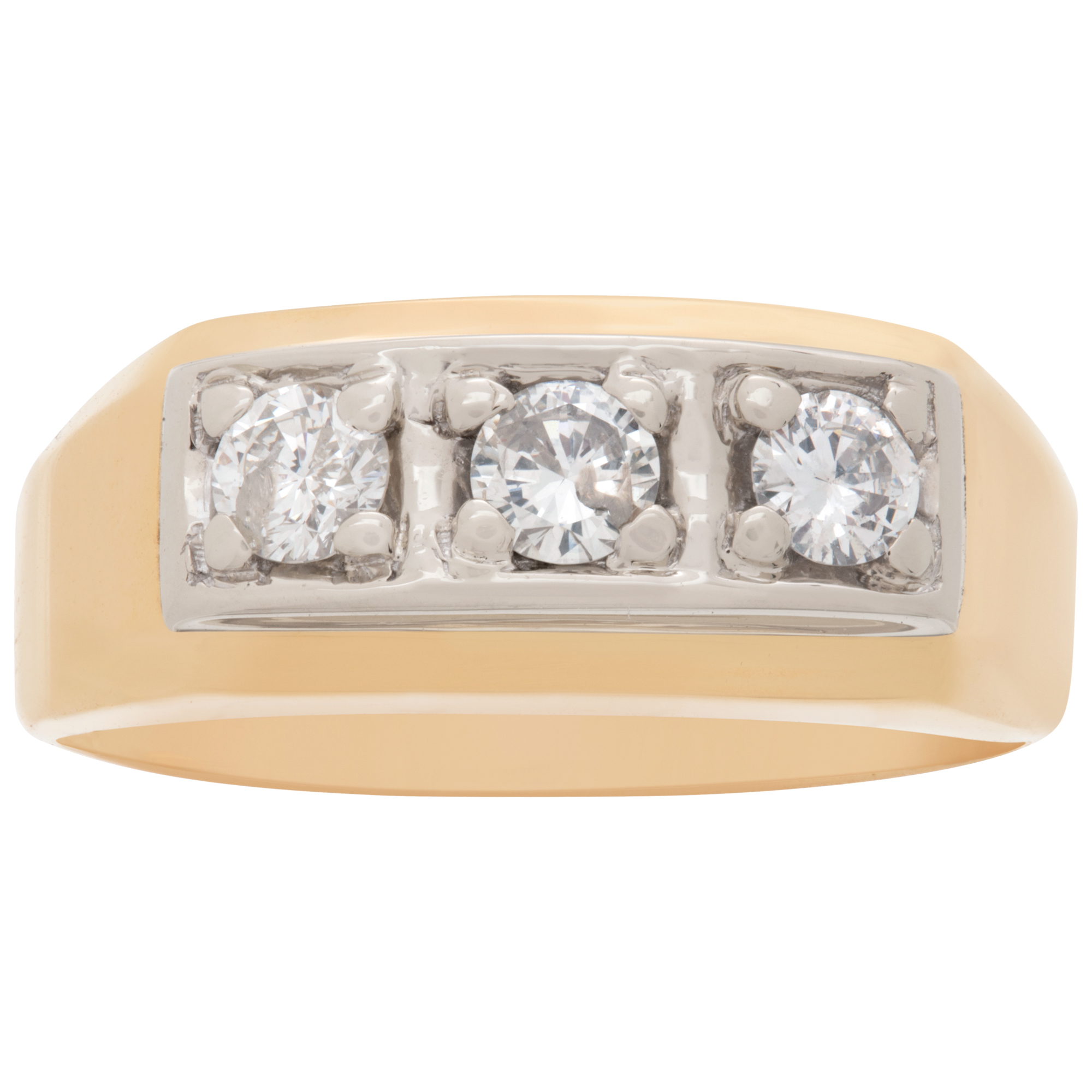Men's classic 3 diamond ring (0.45ct) in 14k gold image 1
