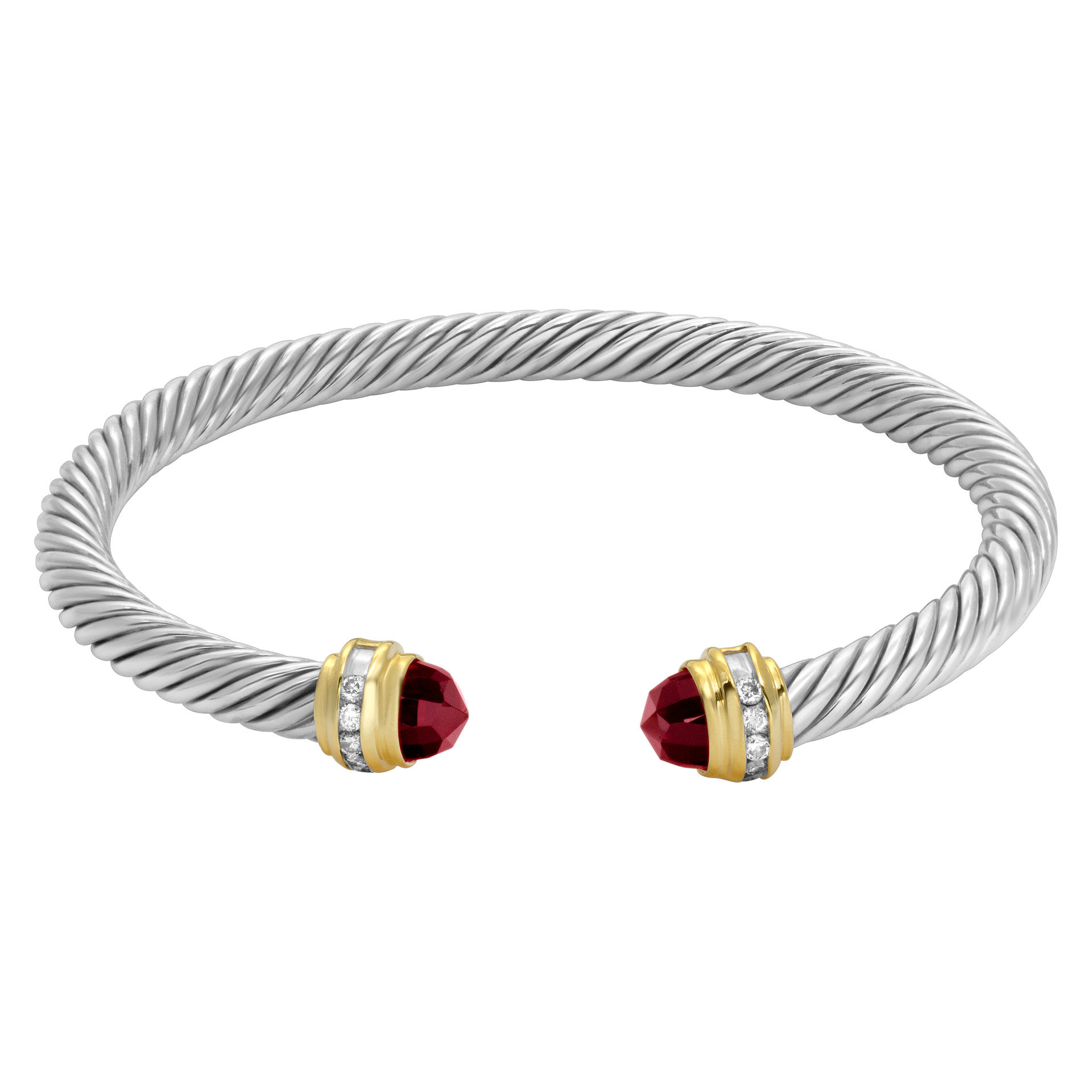 David Yurman Cable Classics bangle with garnet in 18k gold & sterling silver image 1