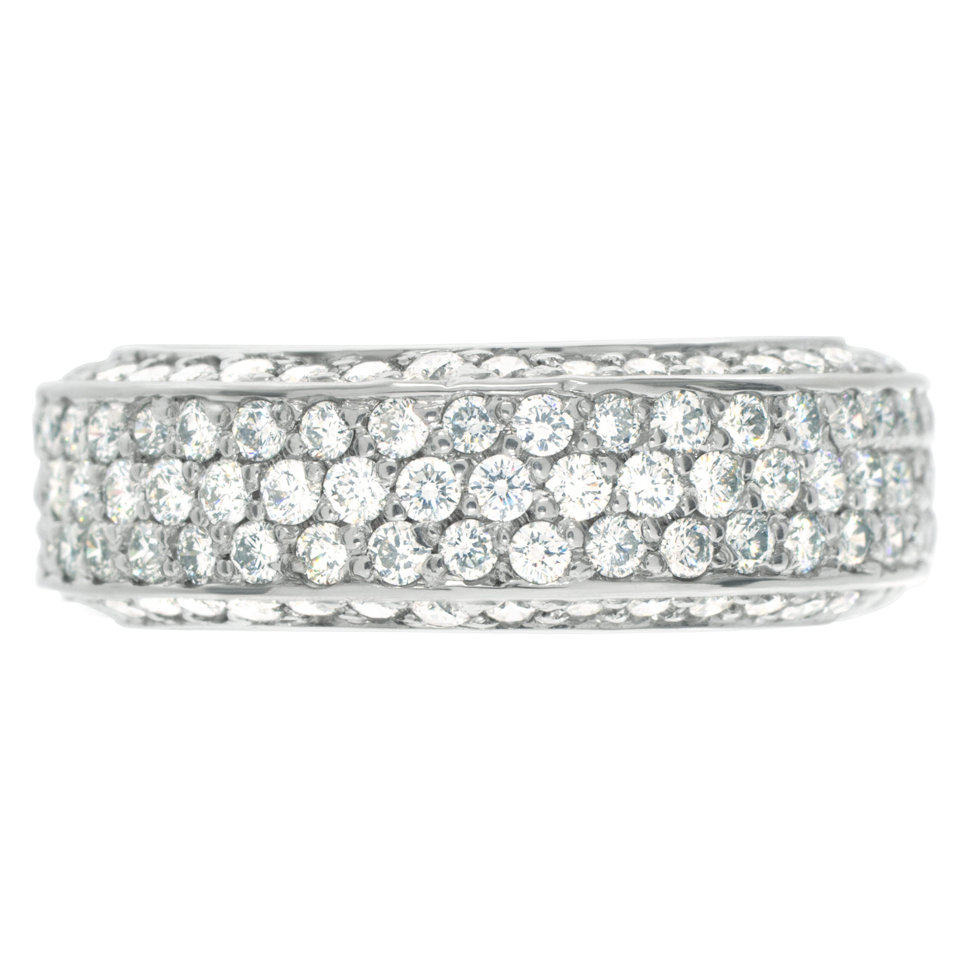 Pave Diamond Eternity Band and Ring with over 1.5 carats Diamonds set in 18K White gold image 1