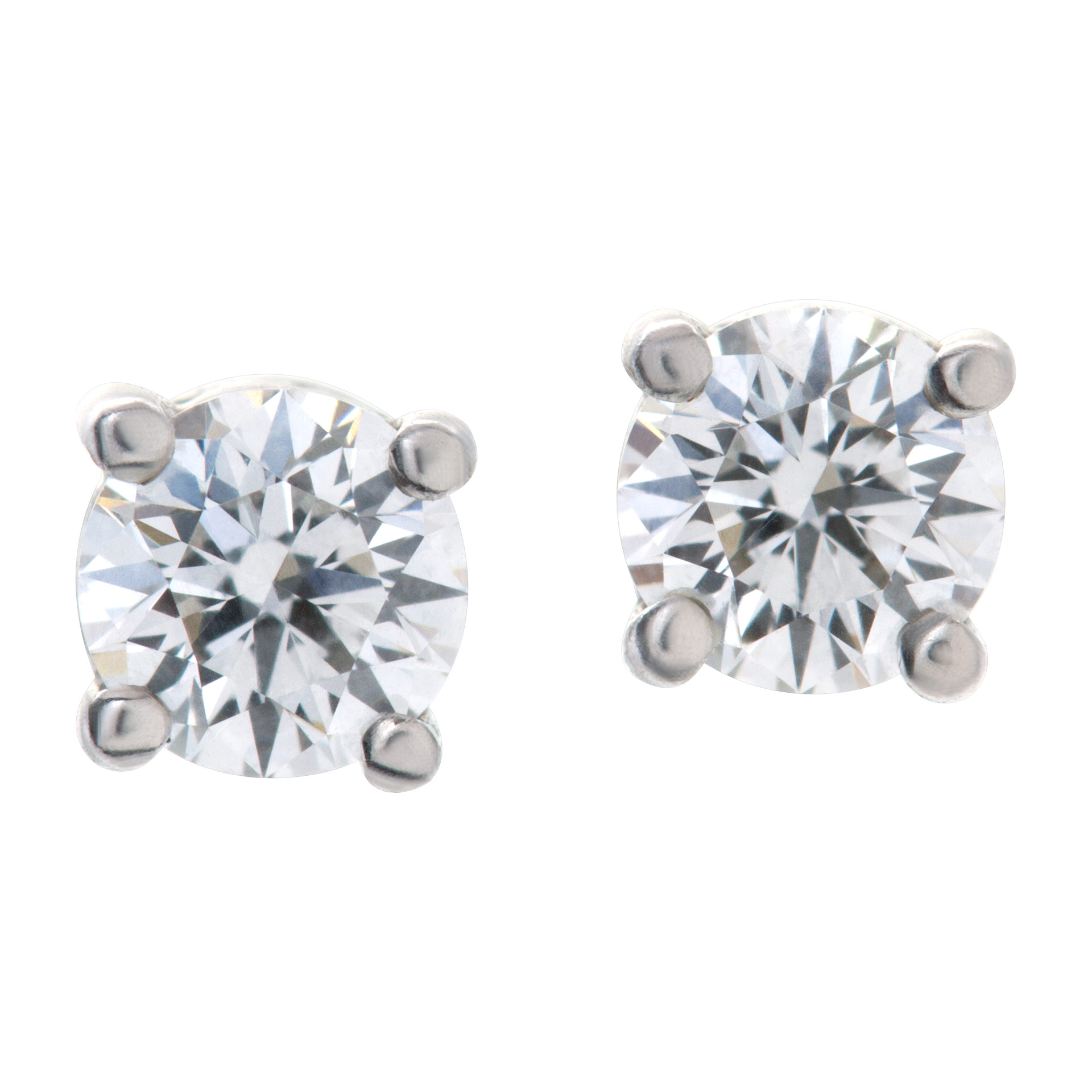 Tiffany Solitaire diamond earrings in 18k white gold image 1