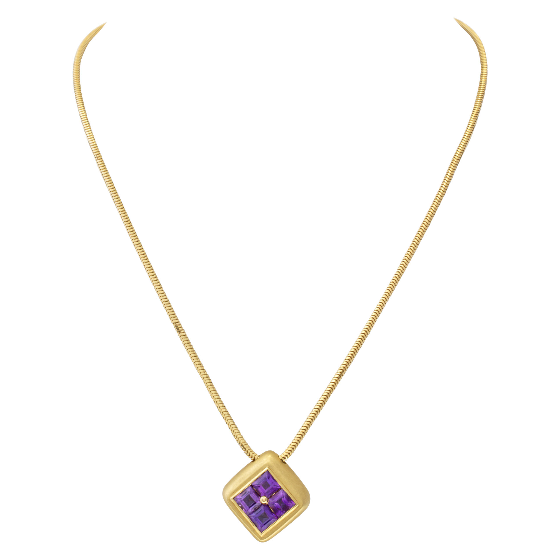 Amethyst pendant necklace in 18k image 1