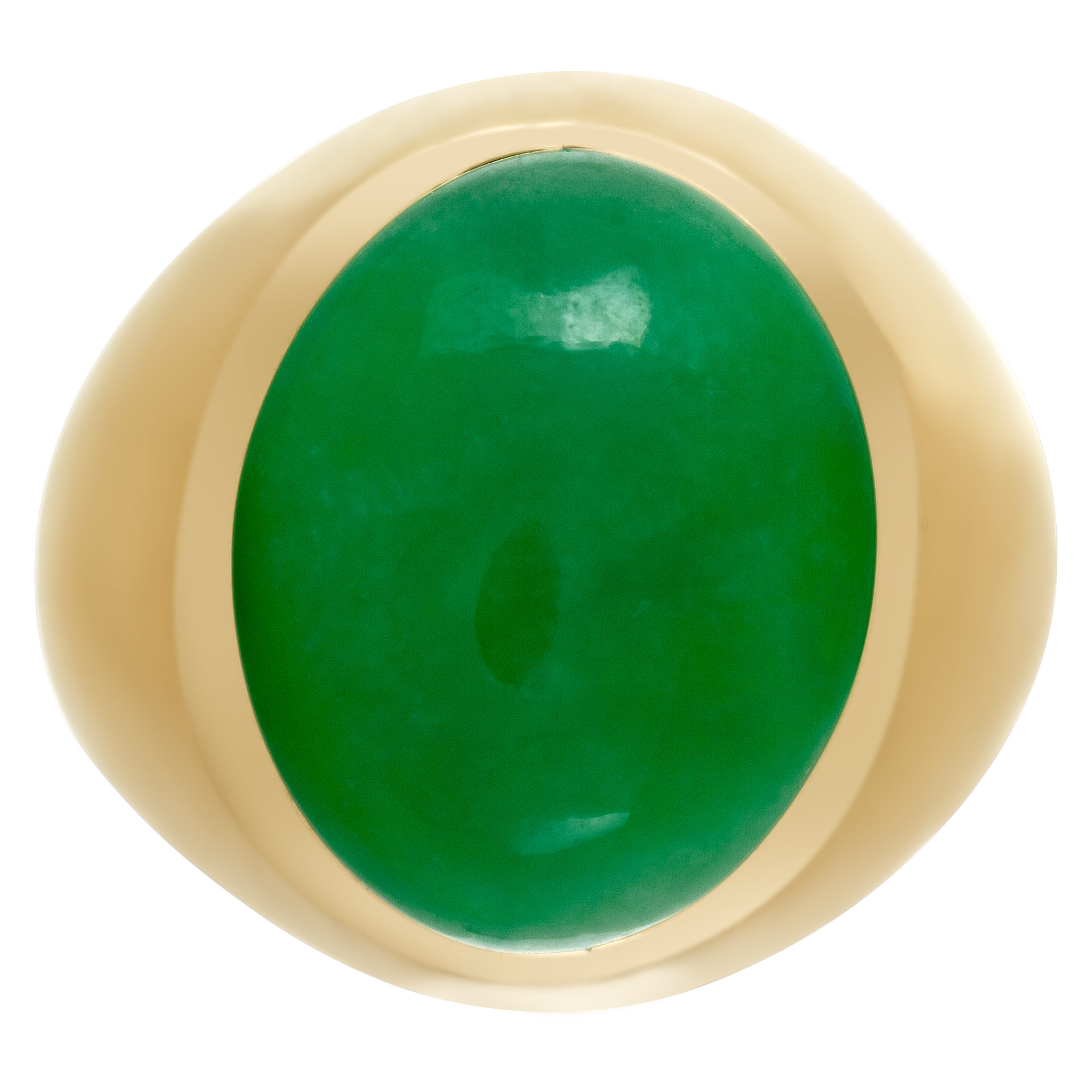 Jade cabachon "Apple" ring in 18k yellow gold image 1