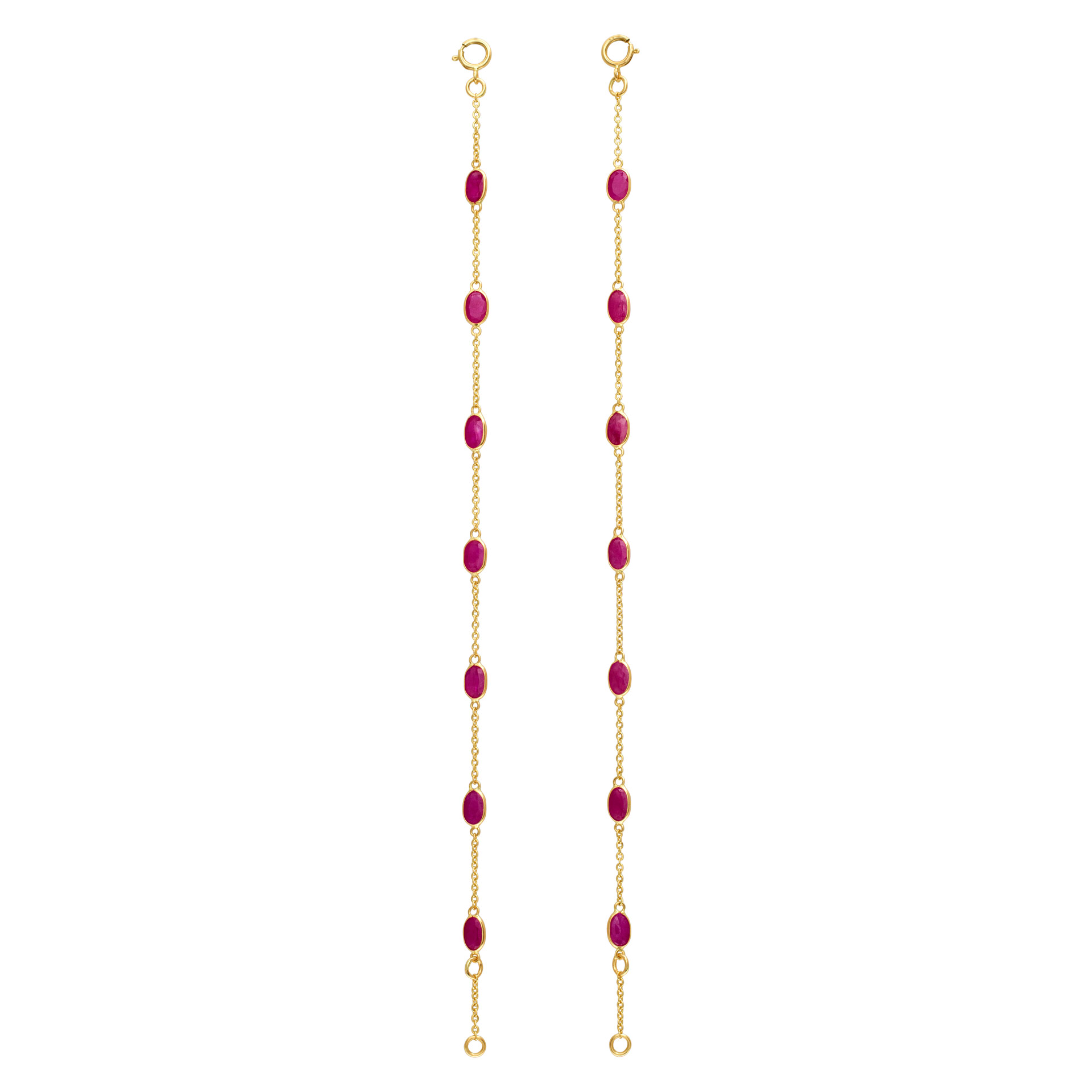 Two Ruby bracelet strands with approximately 7.22 carats in rubies in 14k gold image 1
