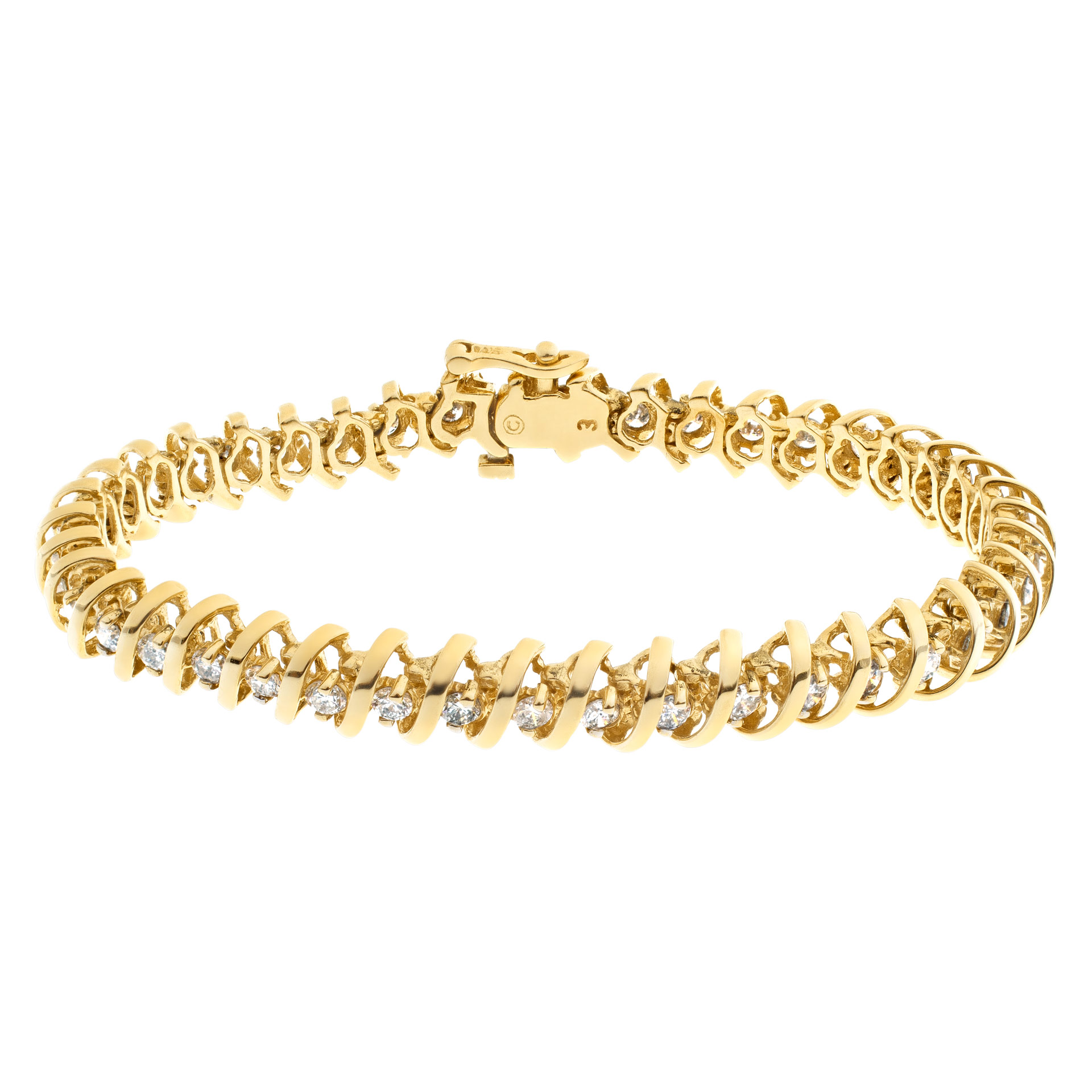 Diamond line bracelet in 14k yellow gold image 1