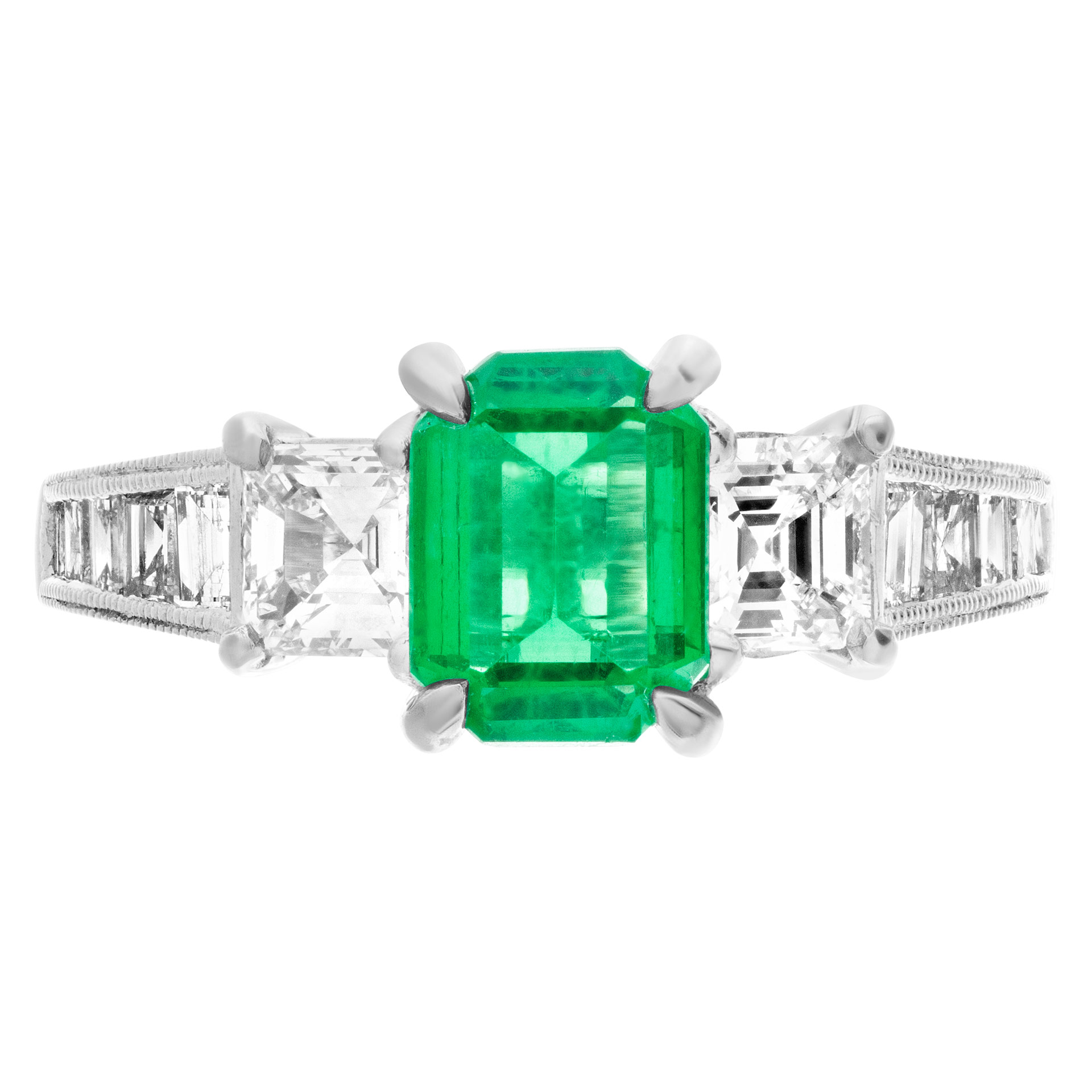 Colombian emerald and diamond ring on platinum setting image 1
